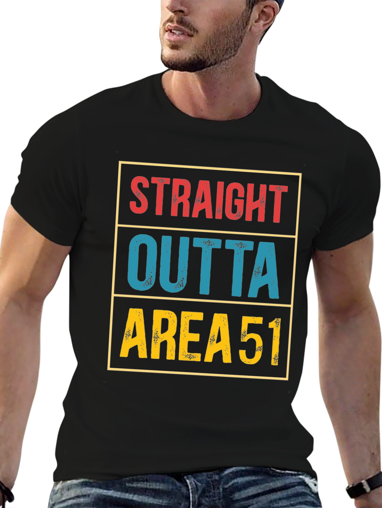 Straight Outta Area 51 T-Shirt Funny Alien UFO Tee