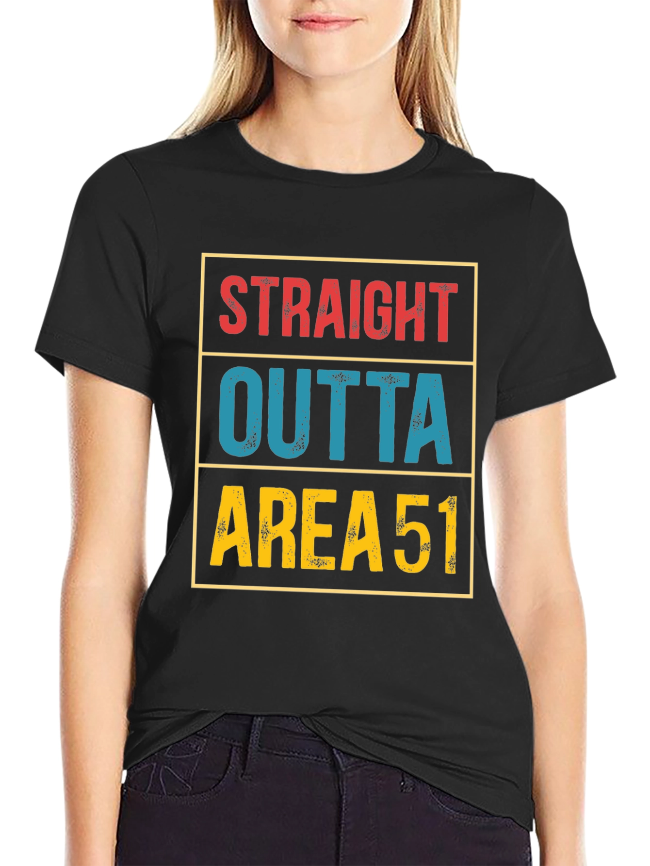 Straight Outta Area 51 T-Shirt Funny Alien UFO Tee