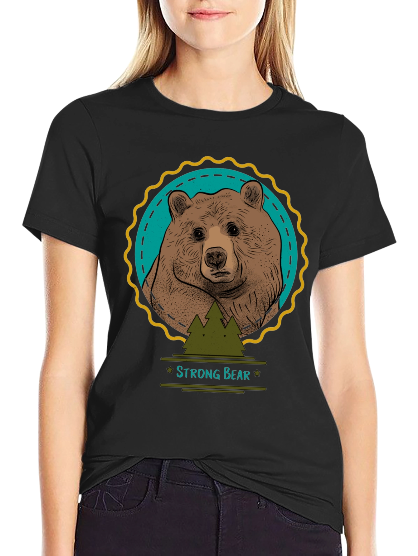 Strong Bear Graphic Tee - Nature Inspired Design