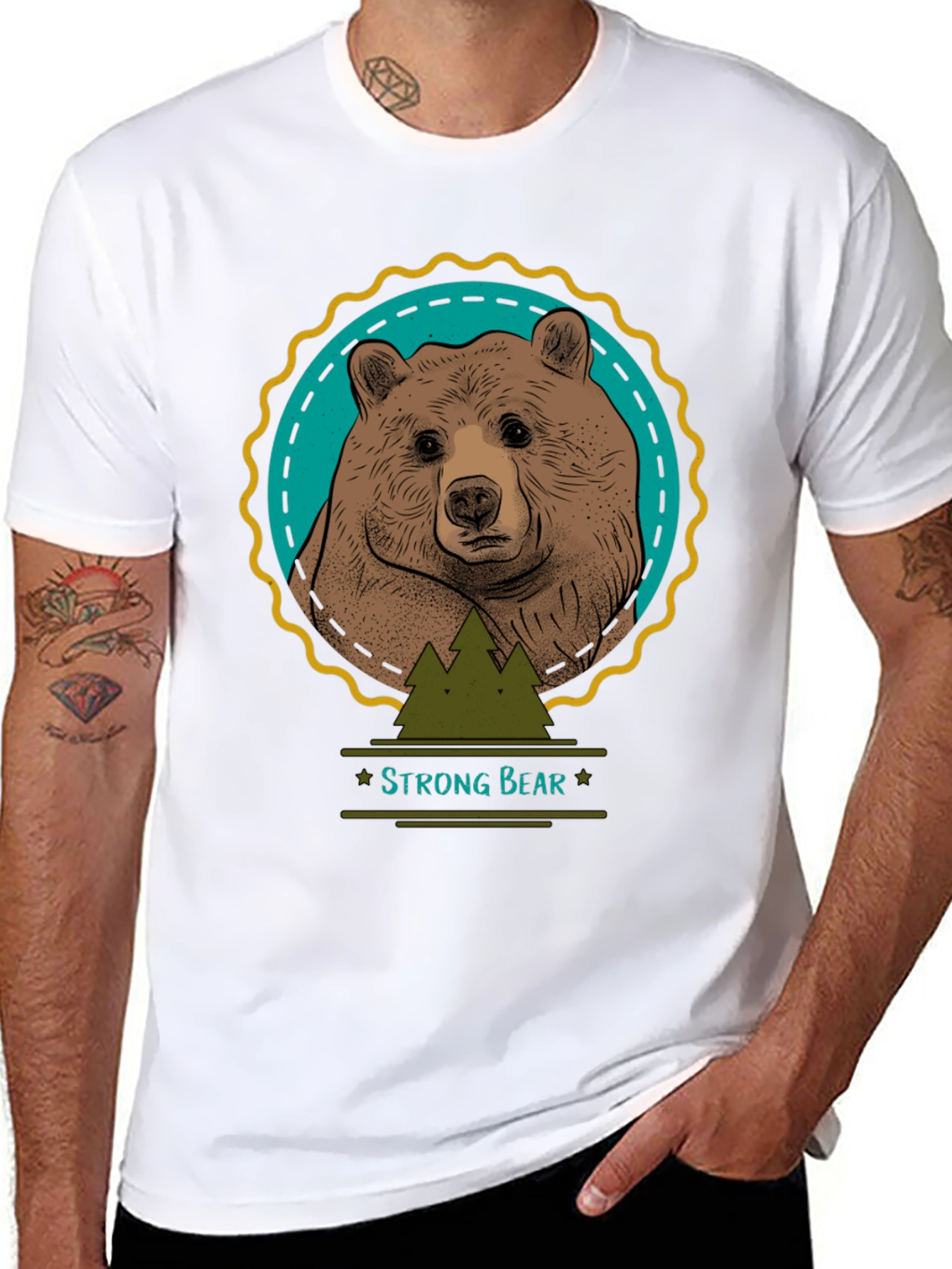 Strong Bear Graphic Tee - Nature Inspired Design
