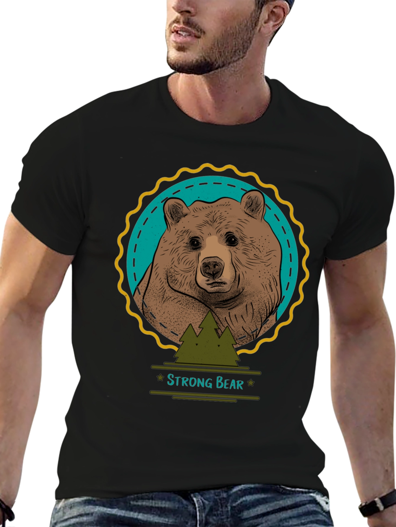 Strong Bear Graphic Tee - Nature Inspired Design