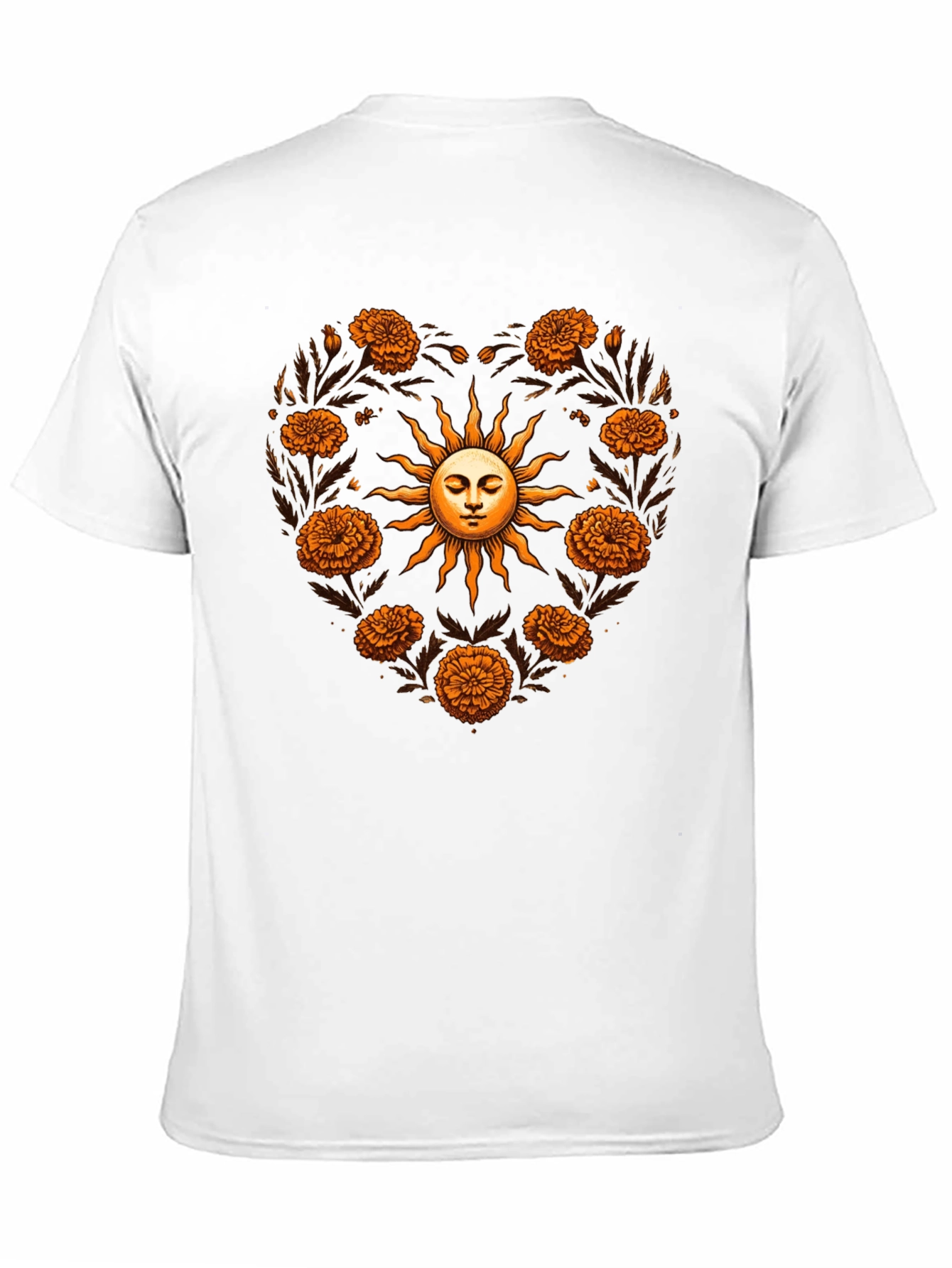 Floral Sun Heart T-Shirt - Black