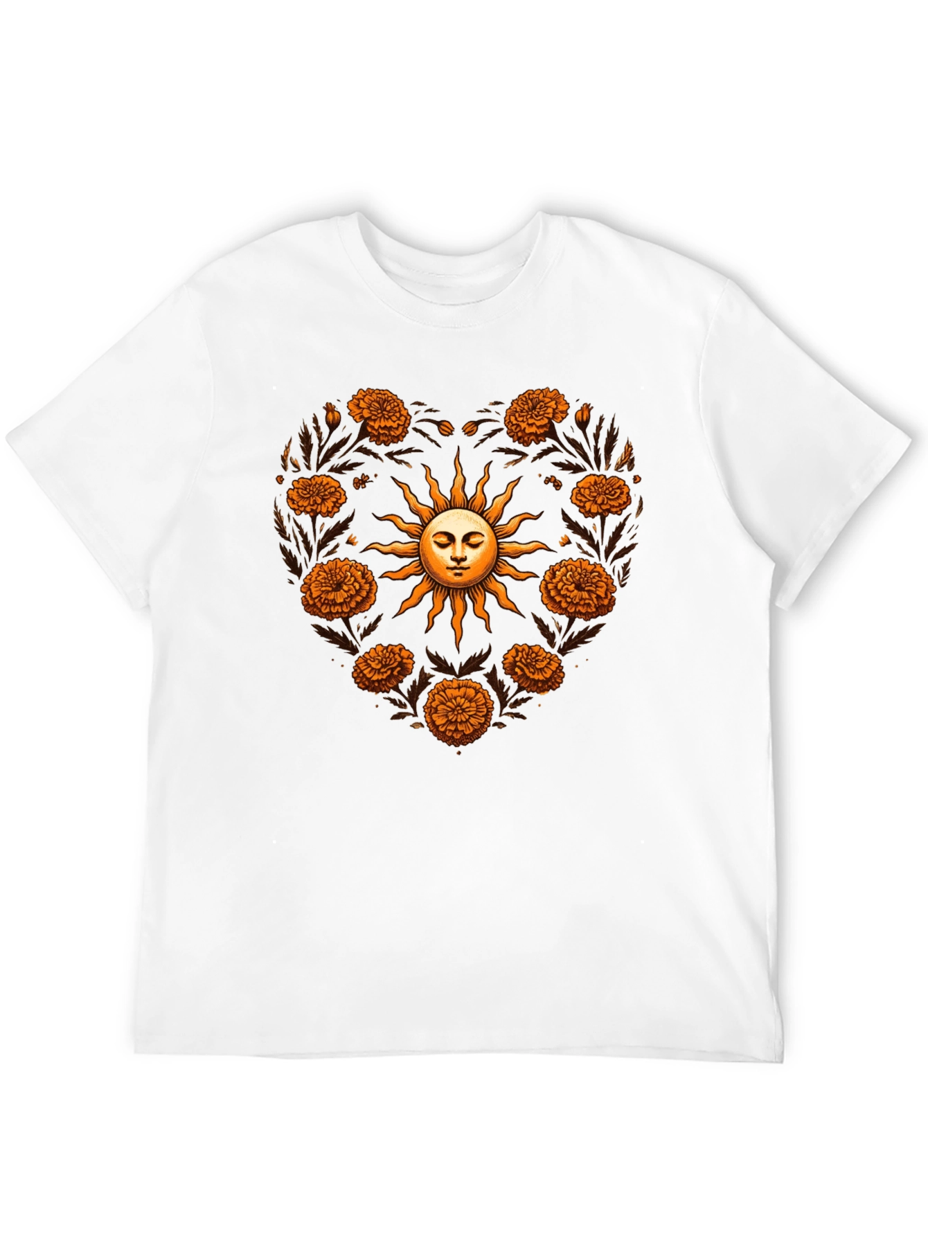 Floral Sun Heart T-Shirt - Black