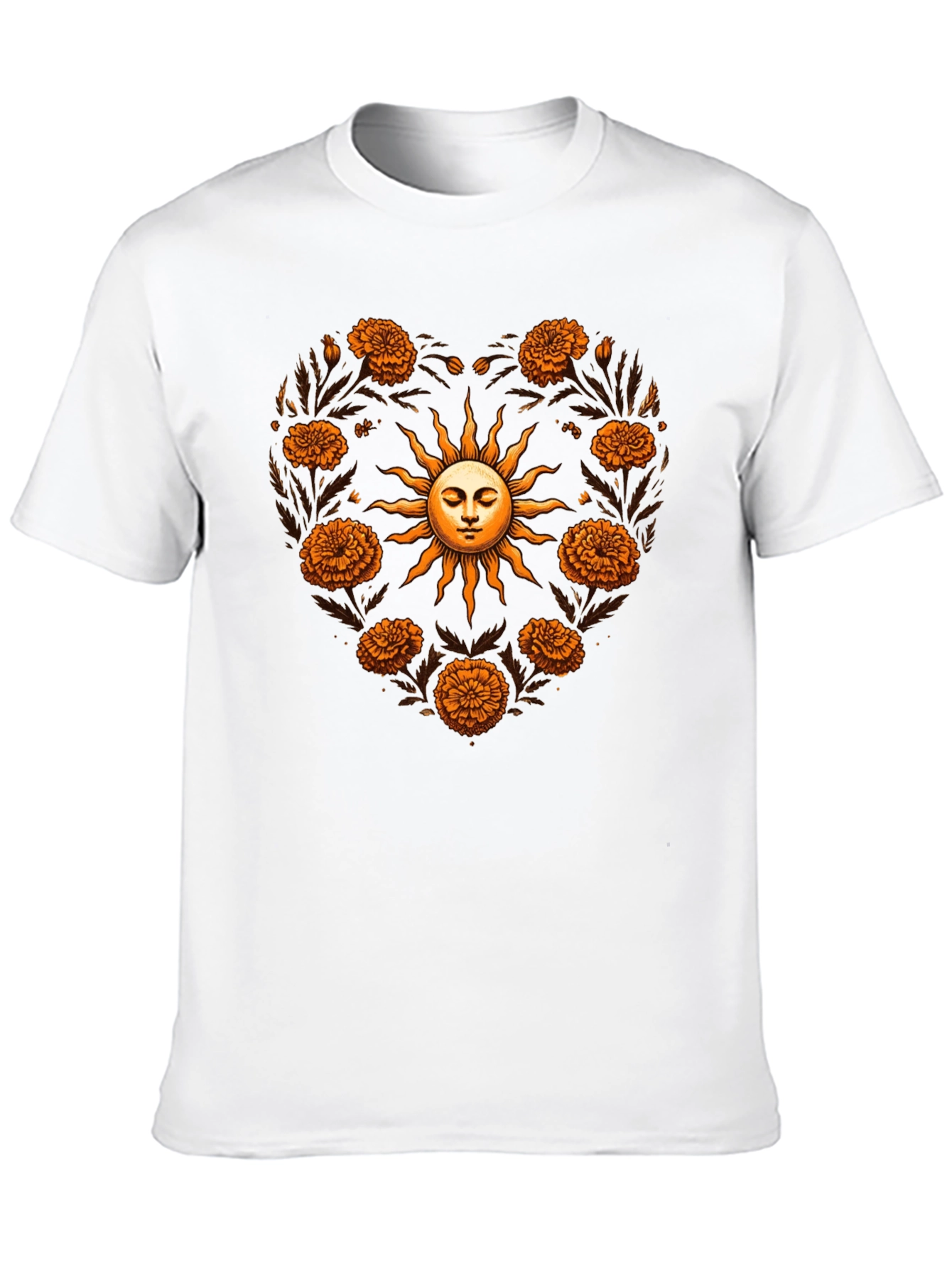 Floral Sun Heart T-Shirt - Black