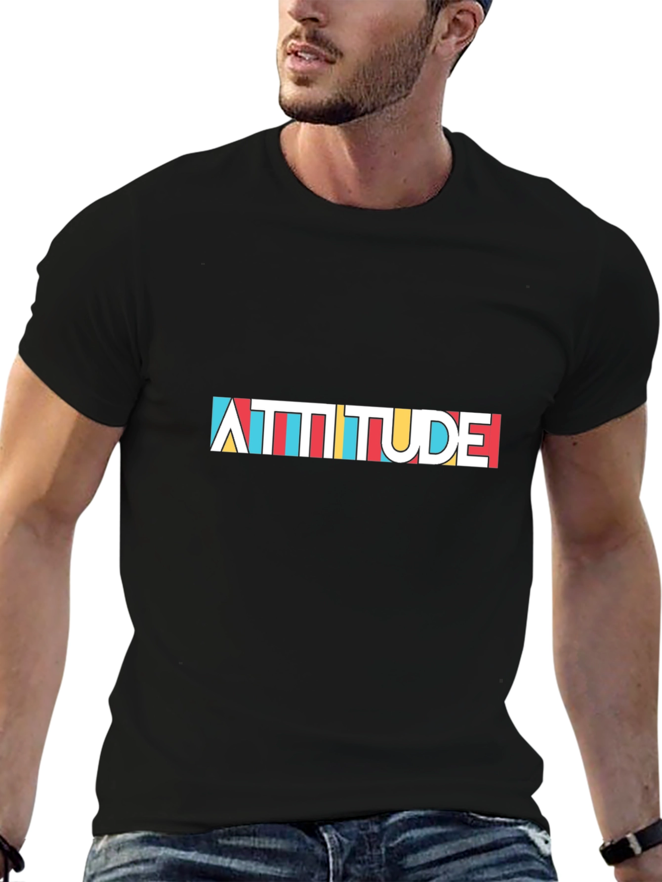Attitude Black Graphic Tee - Bold Statement Shirt