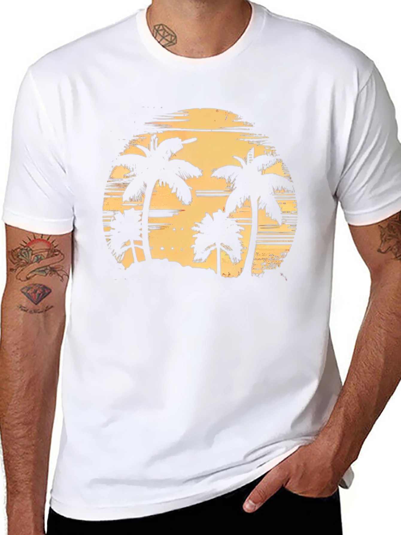Tropical Palm Tree Sunset Graphic T-Shirt