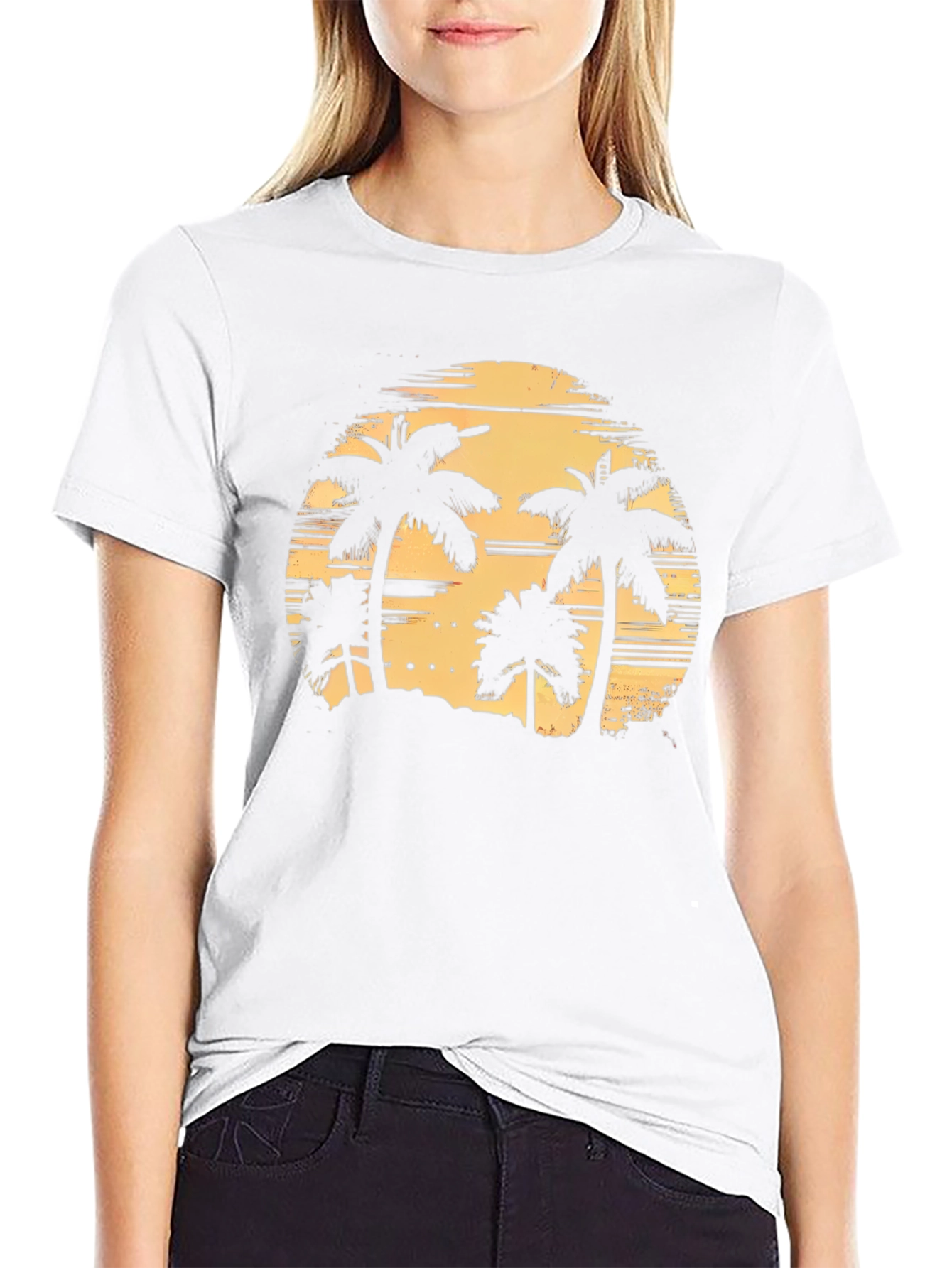 Tropical Palm Tree Sunset Graphic T-Shirt