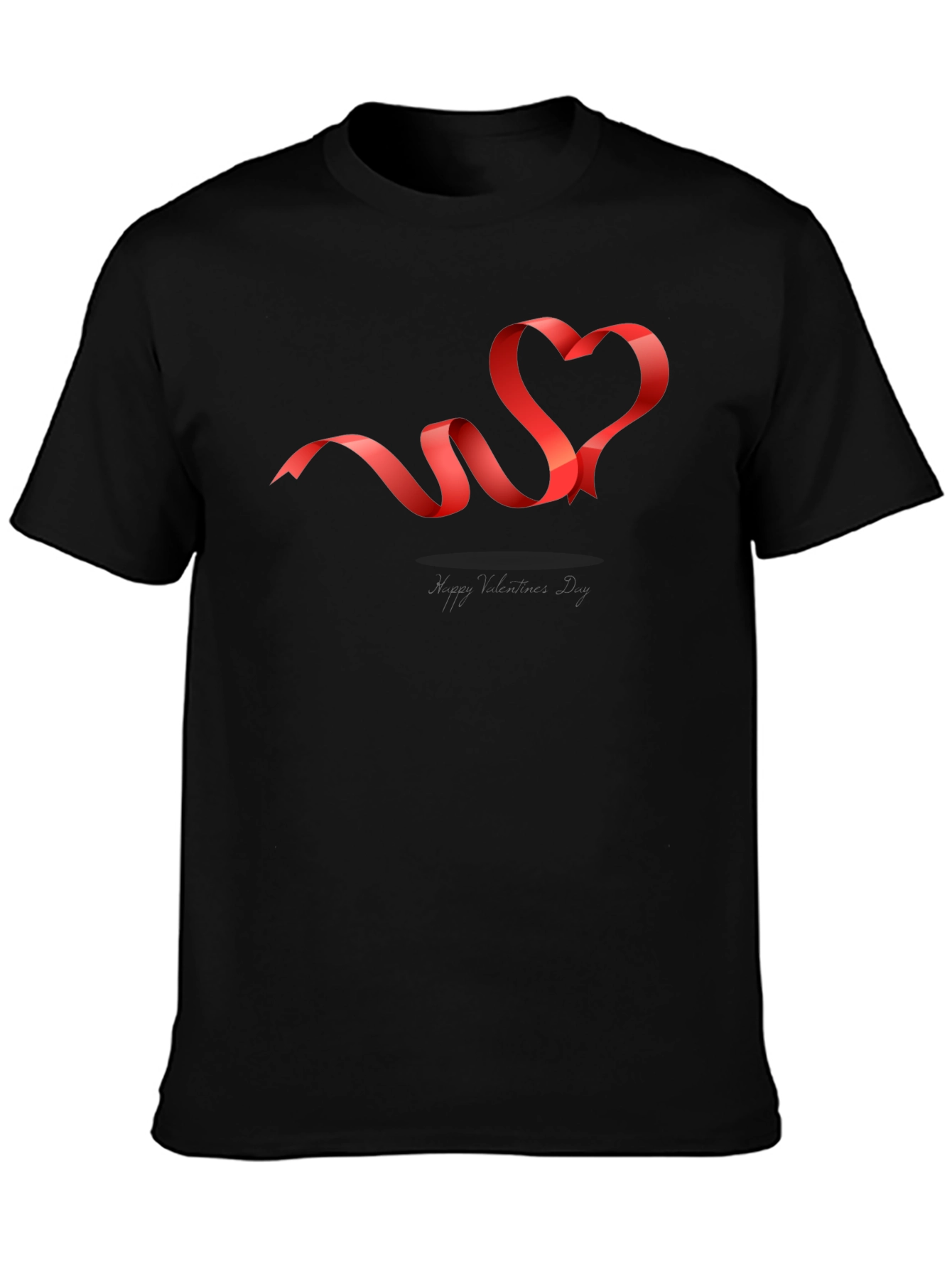 Heart Ribbon Graphic Tee - Black Casual T-Shirt