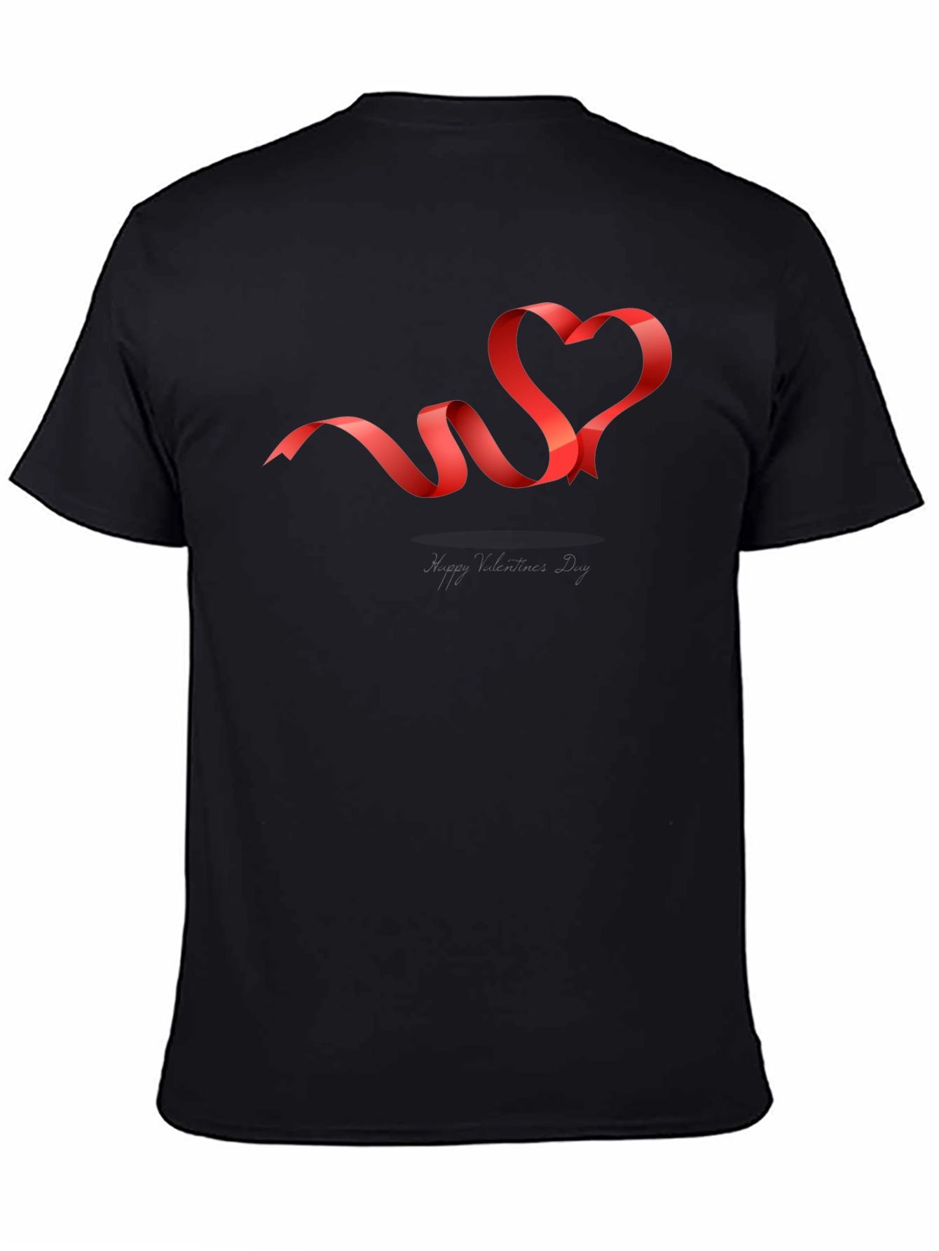 Heart Ribbon Graphic Tee - Black Casual T-Shirt
