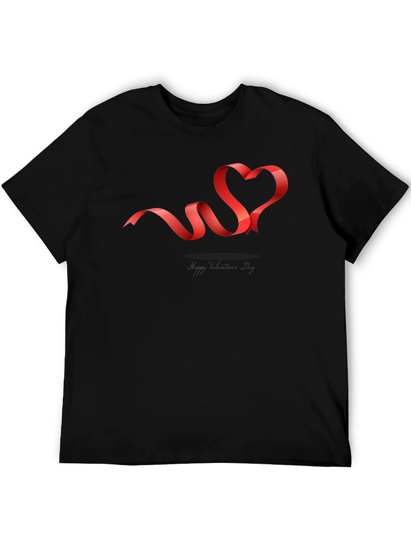 Heart Ribbon Graphic Tee - Black Casual T-Shirt