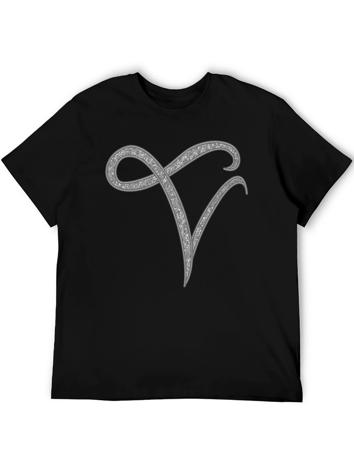 Stylish Initial V Rhinestone Graphic T-Shirt