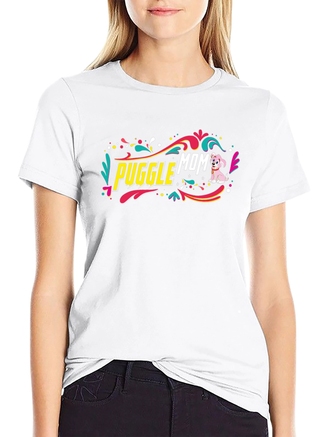 Puggle Mom Graphic Tee - Cute Dog Lover Shirt