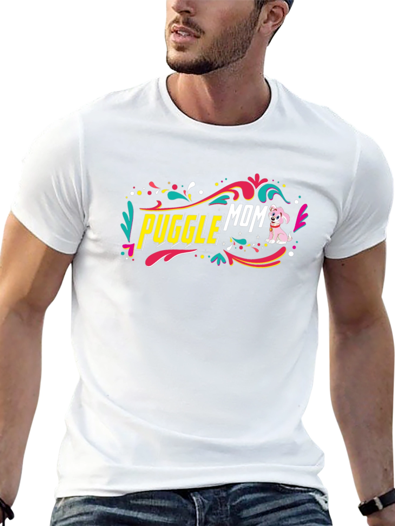 Puggle Mom Graphic Tee - Cute Dog Lover Shirt