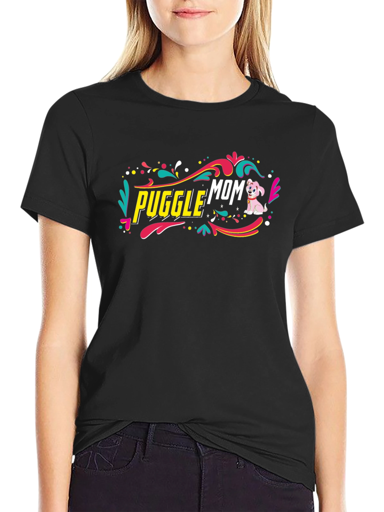 Puggle Mom Graphic Tee - Cute Dog Lover Shirt