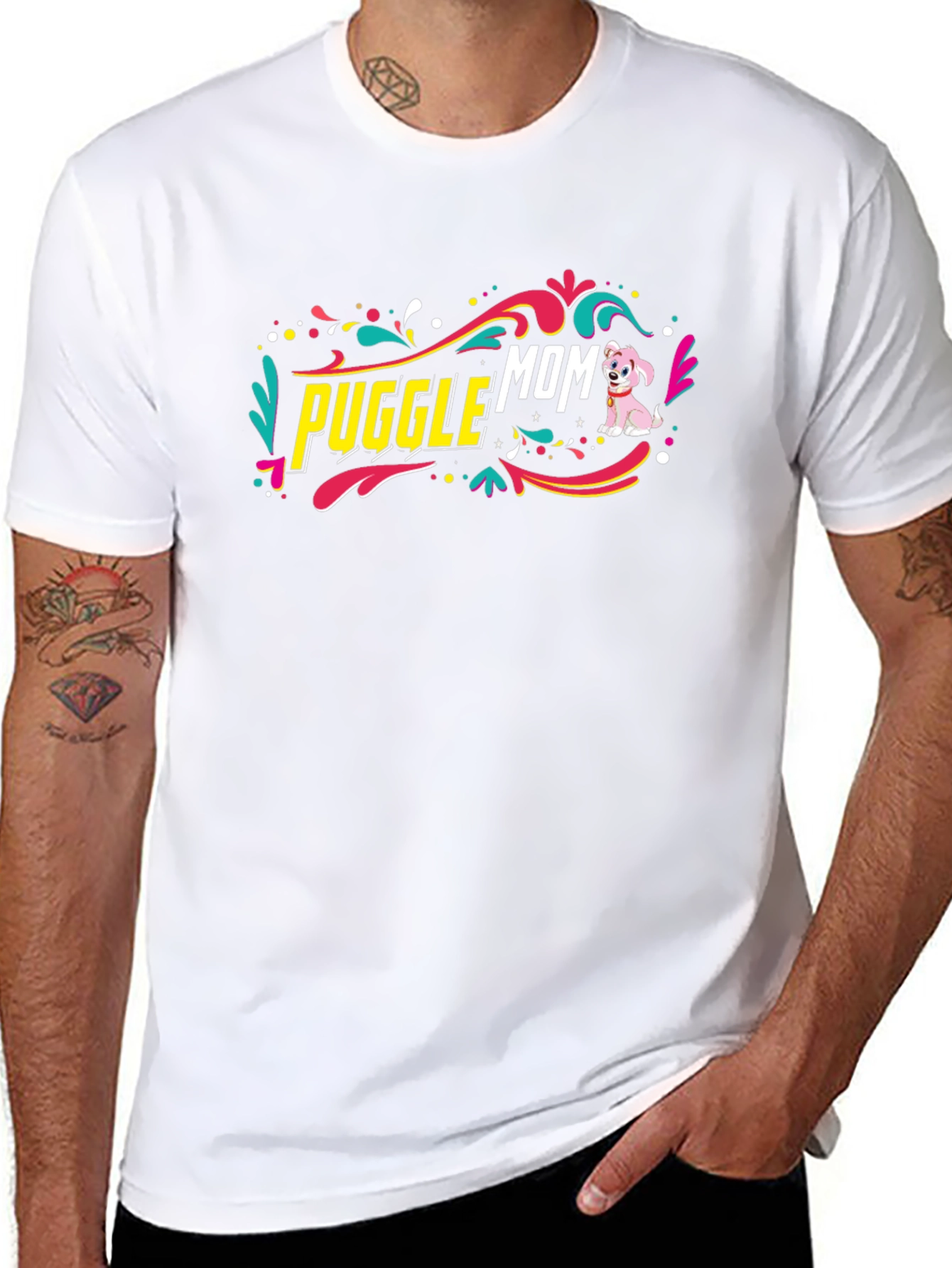 Puggle Mom Graphic Tee - Cute Dog Lover Shirt