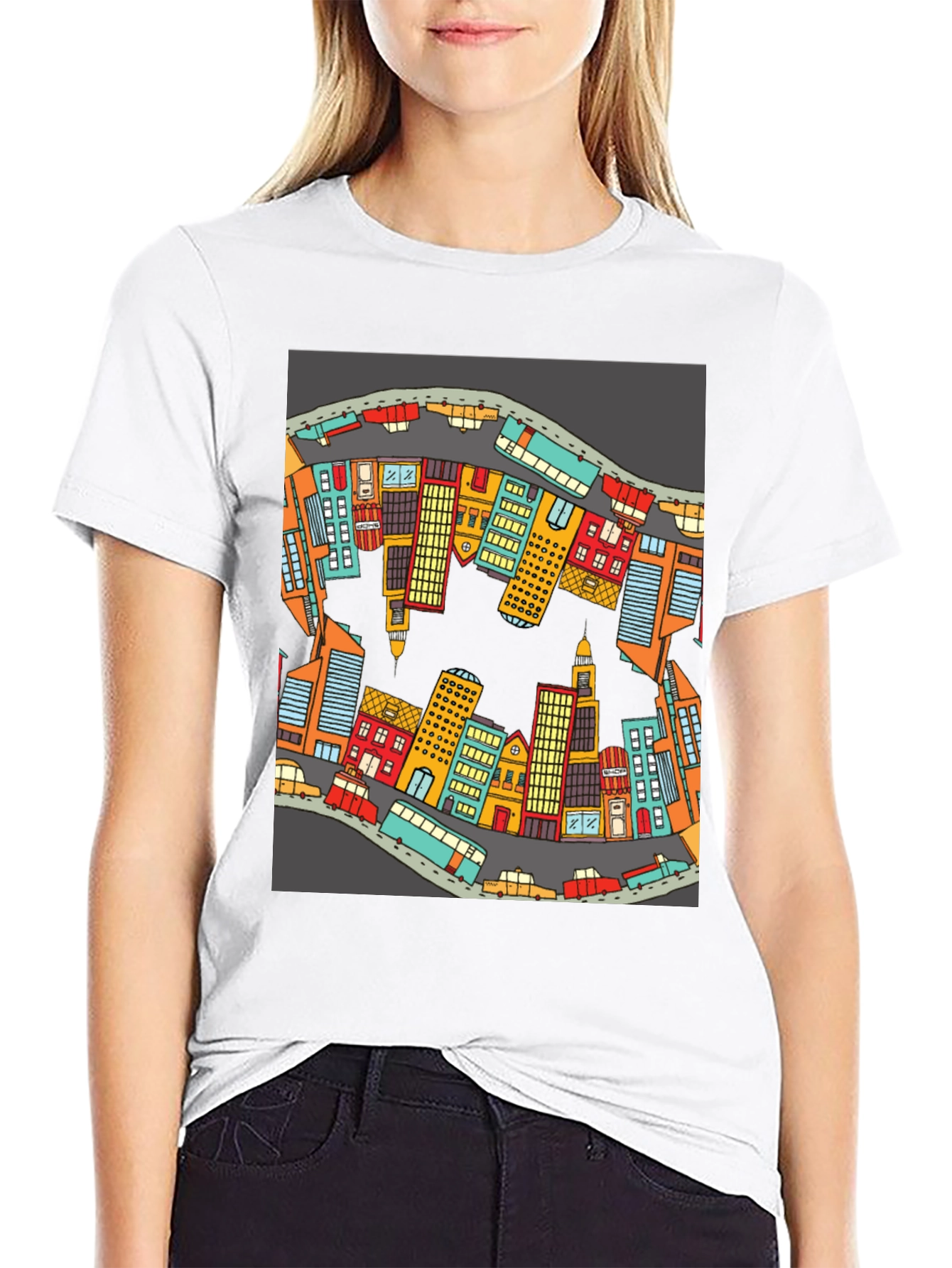 Cityscape Graphic T-Shirt - Urban Style Cotton Tee