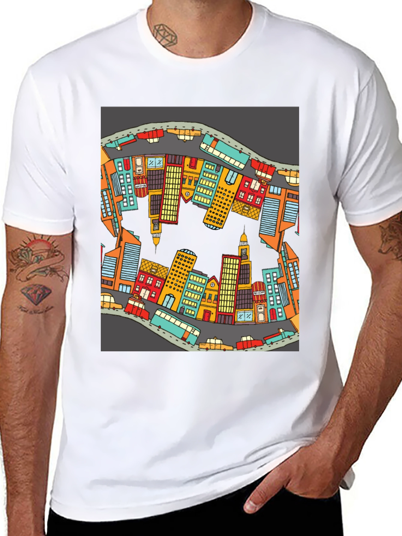 Cityscape Graphic T-Shirt - Urban Style Cotton Tee