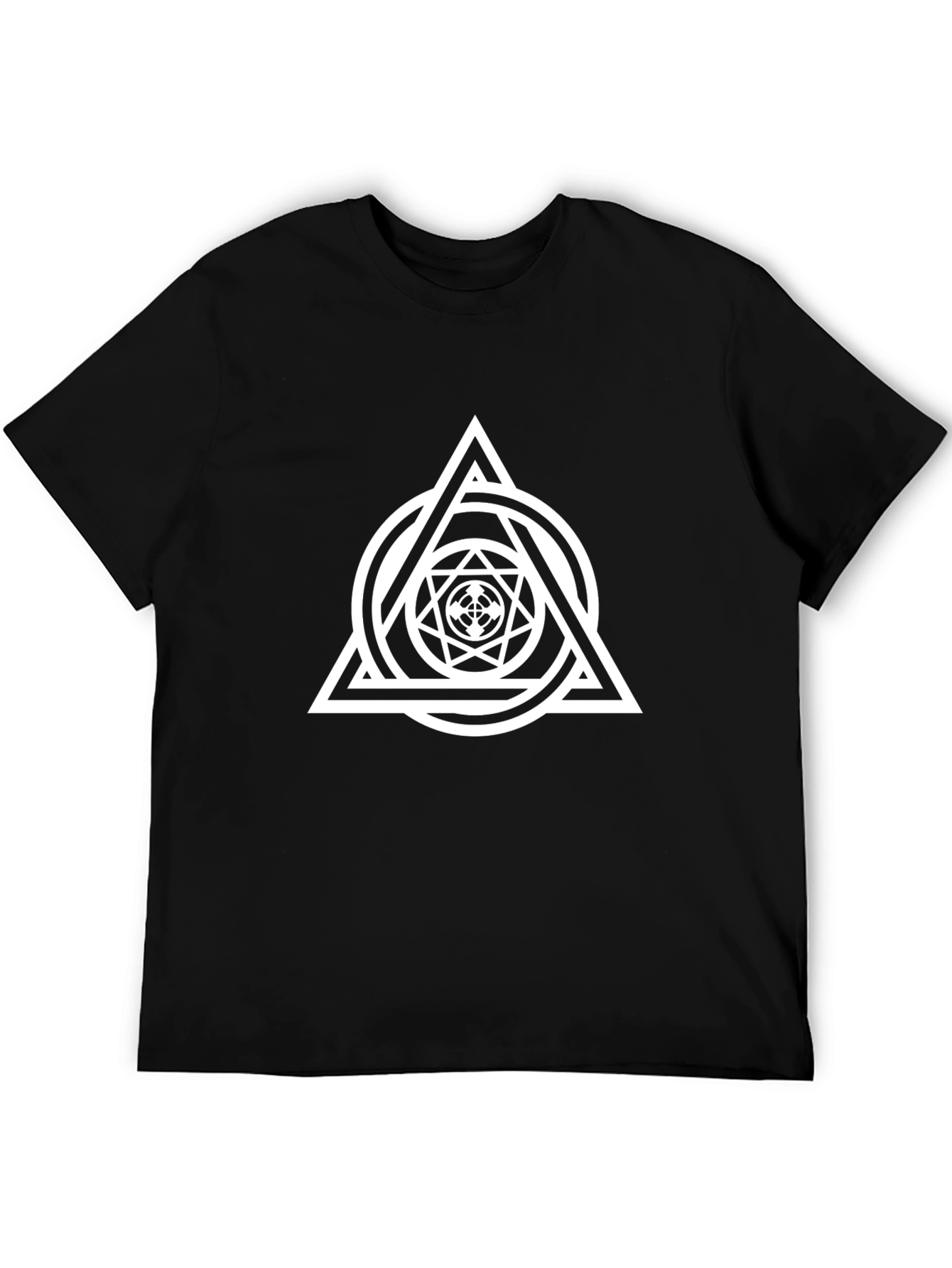 Geometric Triangle Circle Graphic Black T-Shirt