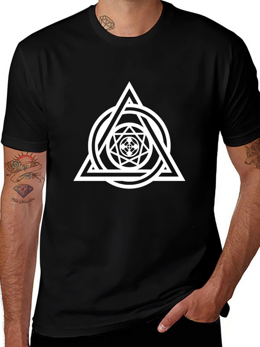 Geometric Triangle Circle Graphic Black T-Shirt