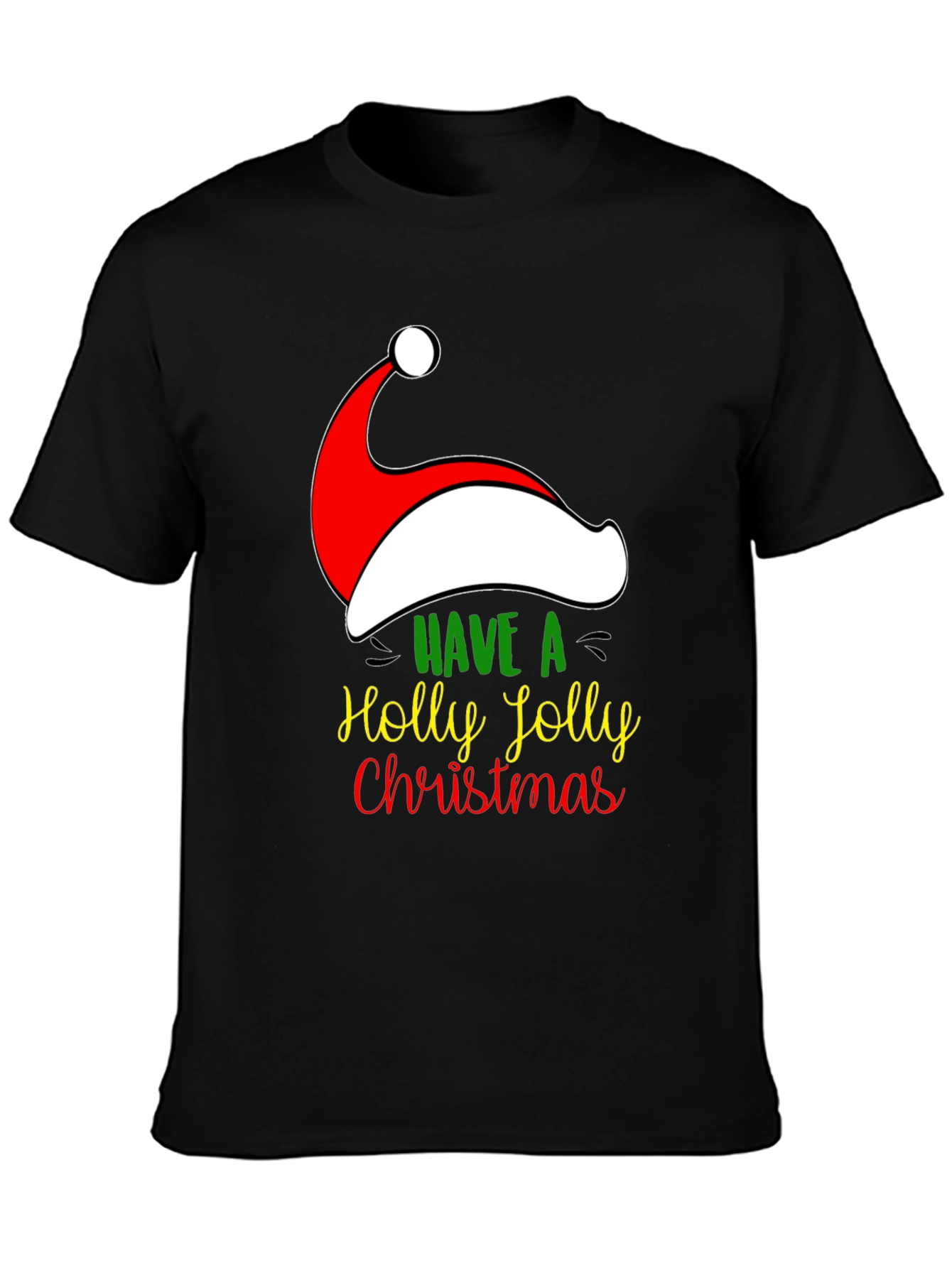 Holly Jolly Christmas Santa Hat Graphic Tee