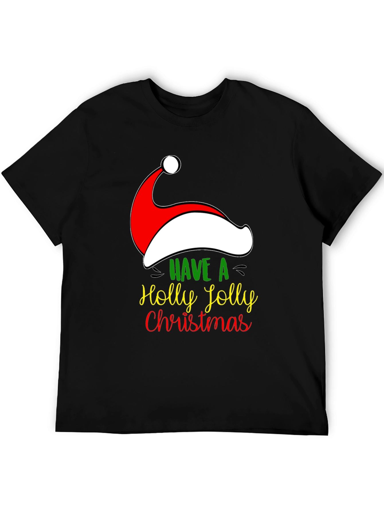 Holly Jolly Christmas Santa Hat Graphic Tee