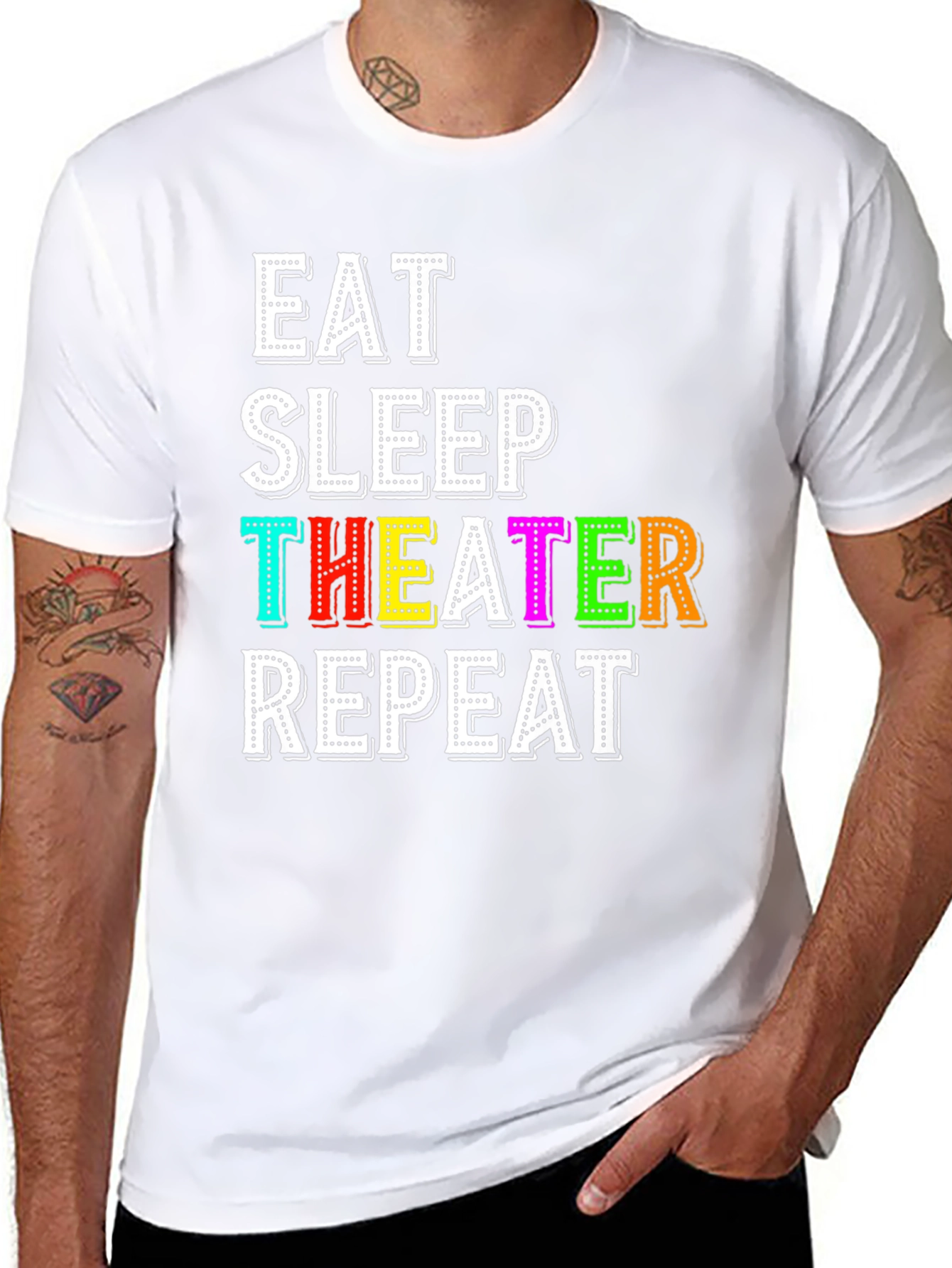 Eat Sleep Theater Repeat T-Shirt - Black Graphic Tee