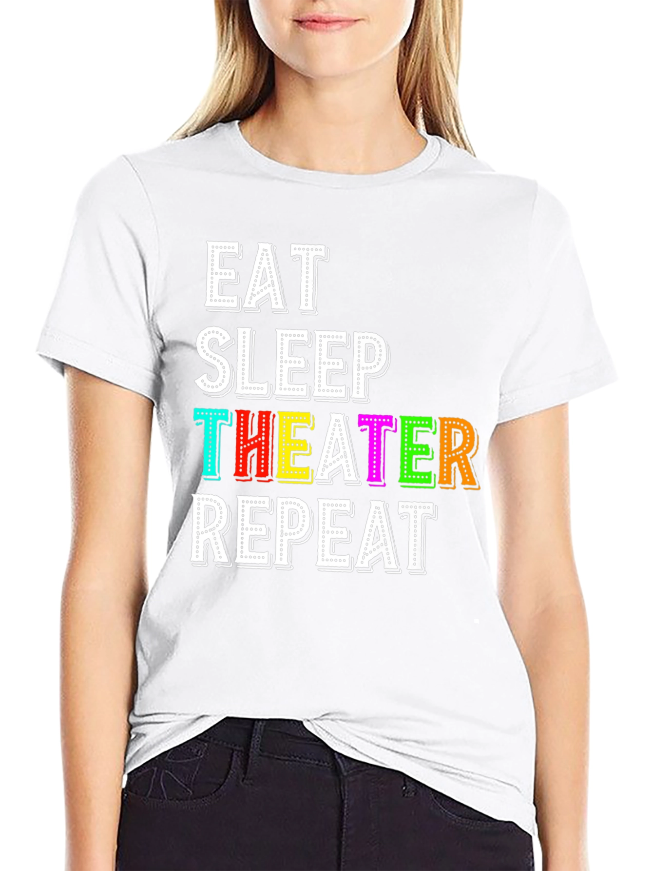 Eat Sleep Theater Repeat T-Shirt - Black Graphic Tee