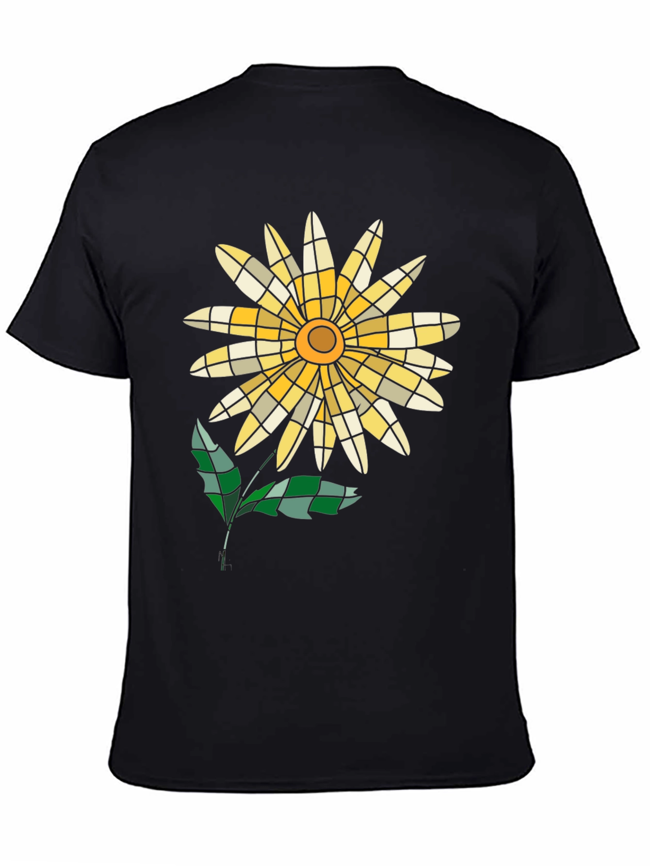 Mosaic Flower Graphic Tee - Casual Style