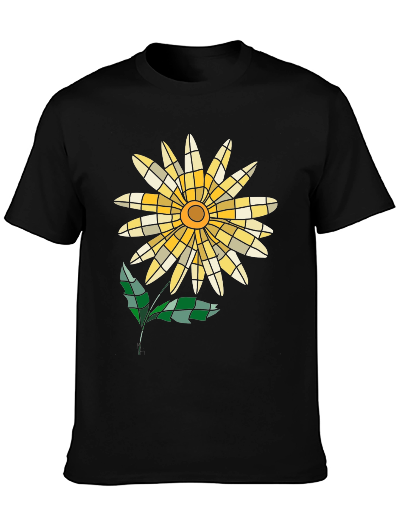 Mosaic Flower Graphic Tee - Casual Style