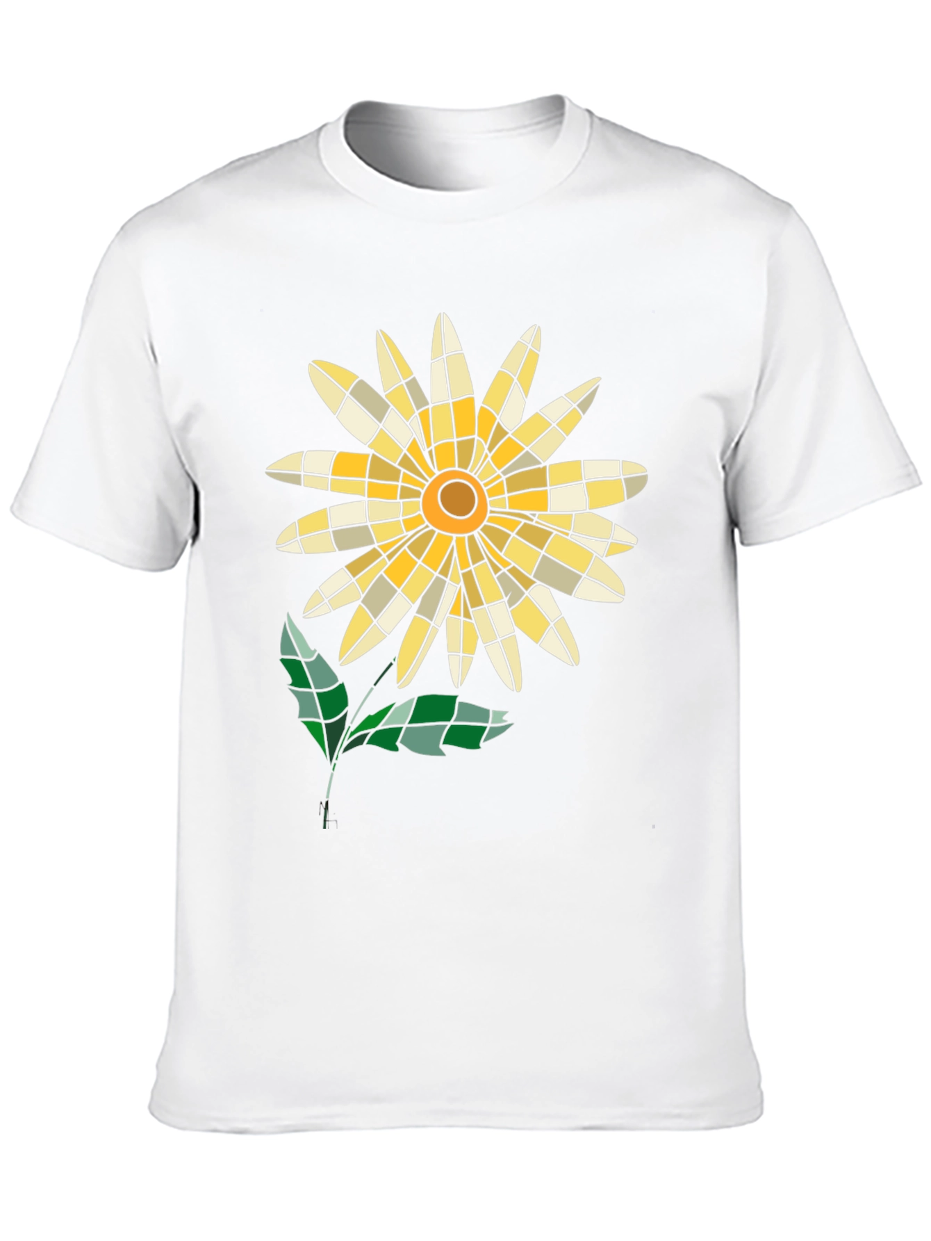 Mosaic Flower Graphic Tee - Casual Style