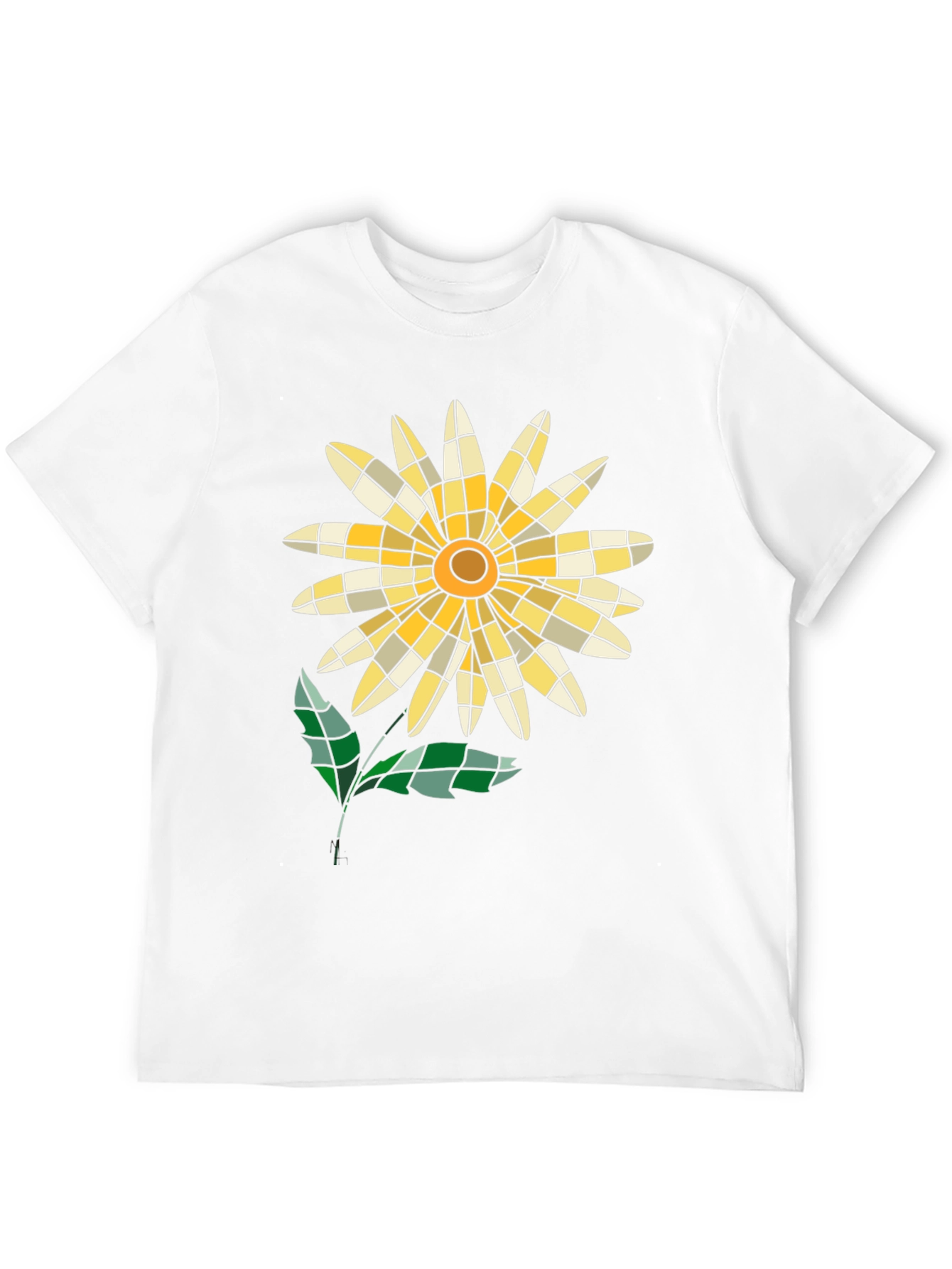 Mosaic Flower Graphic Tee - Casual Style