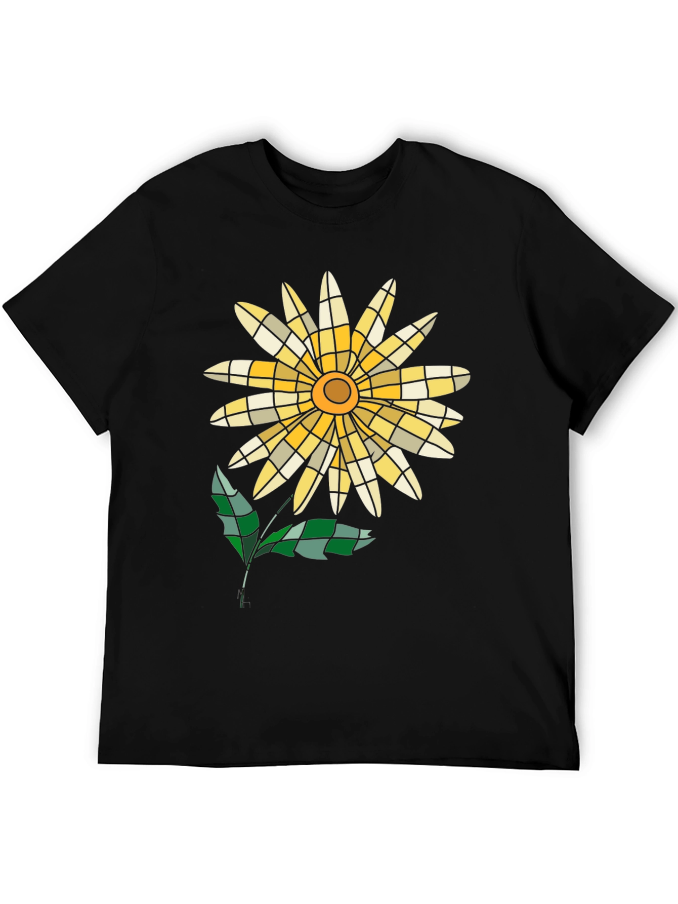 Mosaic Flower Graphic Tee - Casual Style