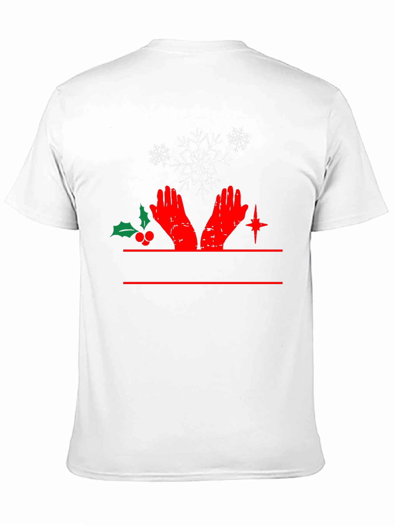 Festive Christmas Hands & Snowflake Black T-Shirt
