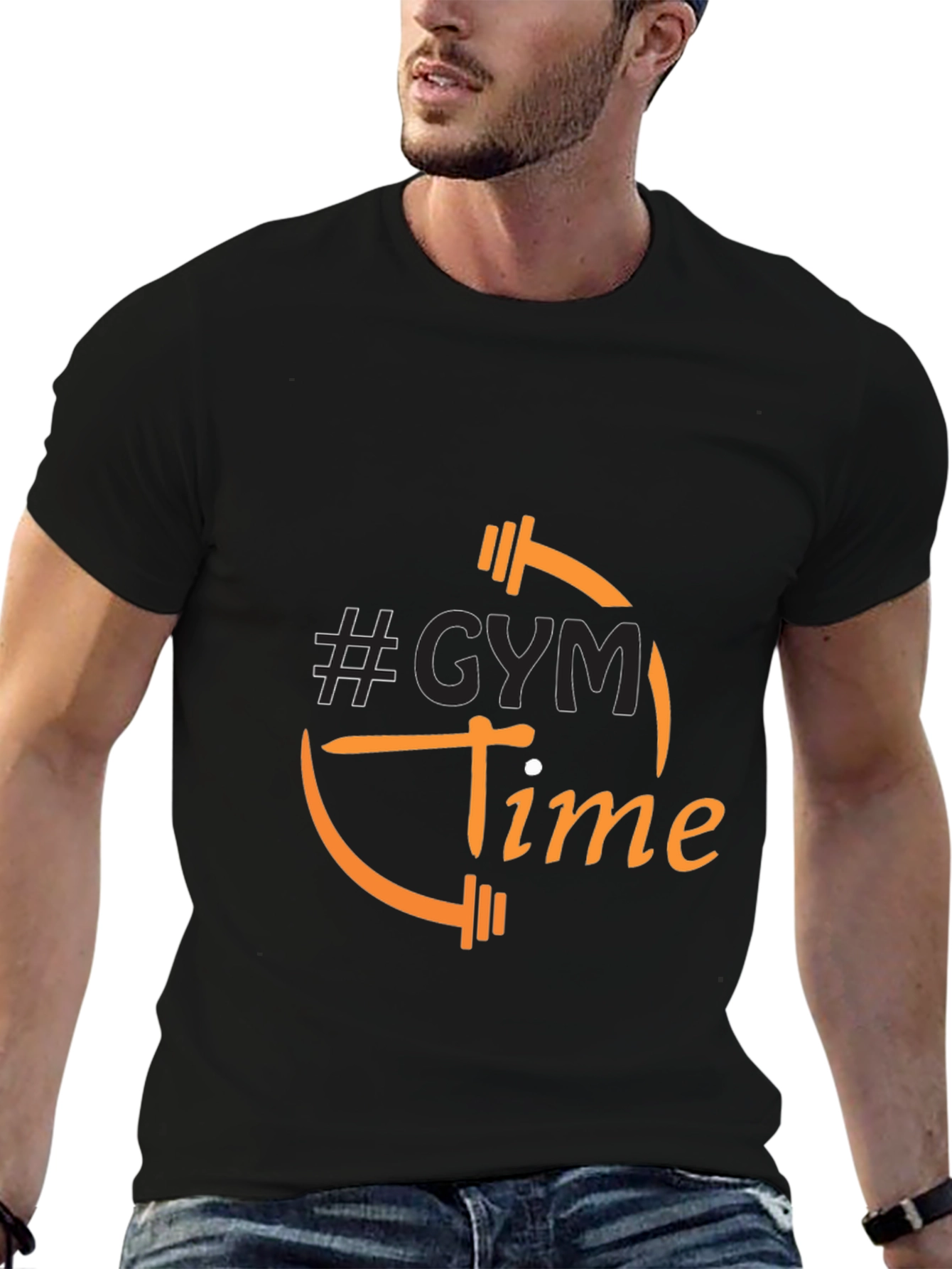 Gym Time Graphic Tee - Black Cotton Blend