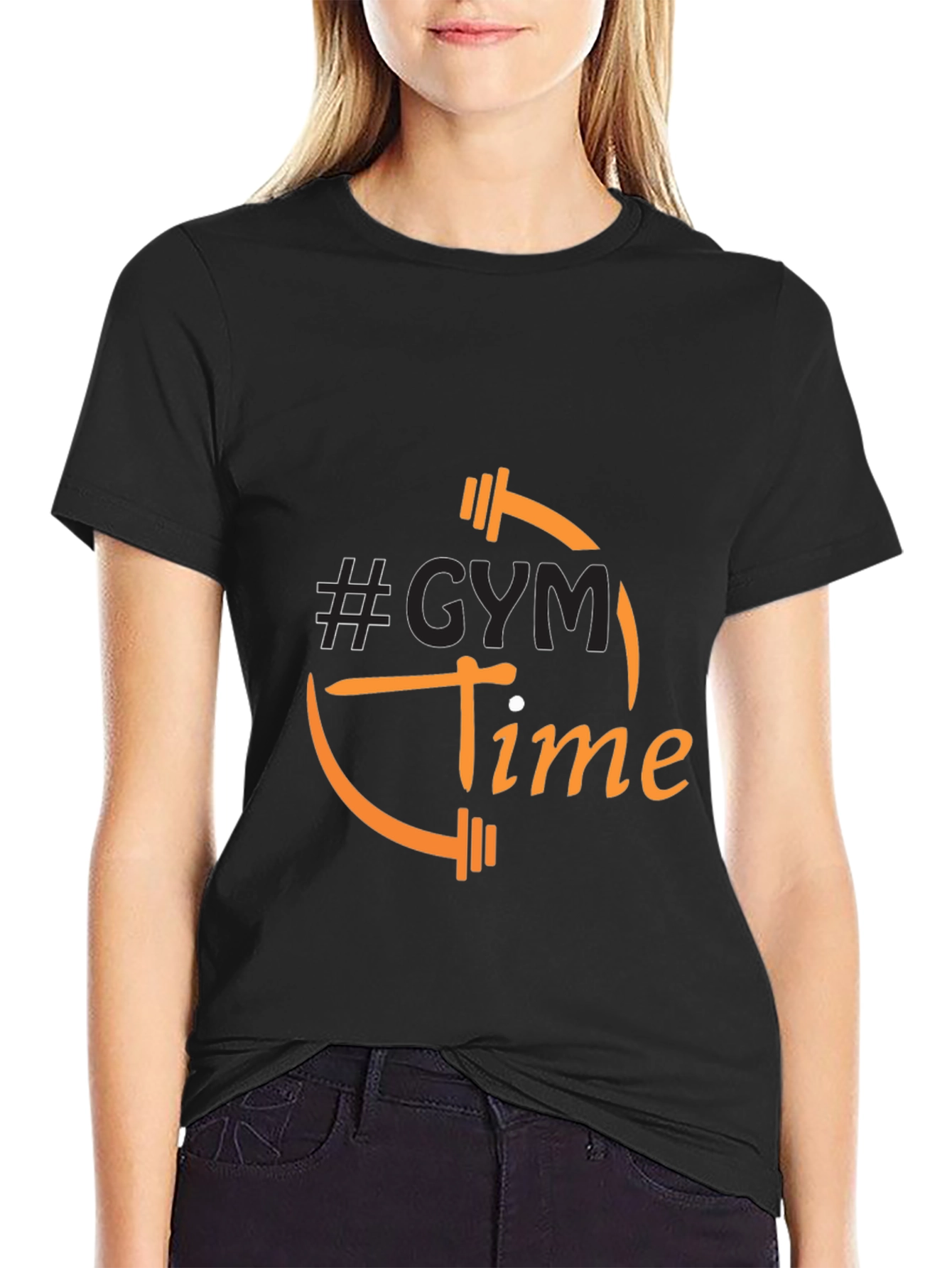 Gym Time Graphic Tee - Black Cotton Blend