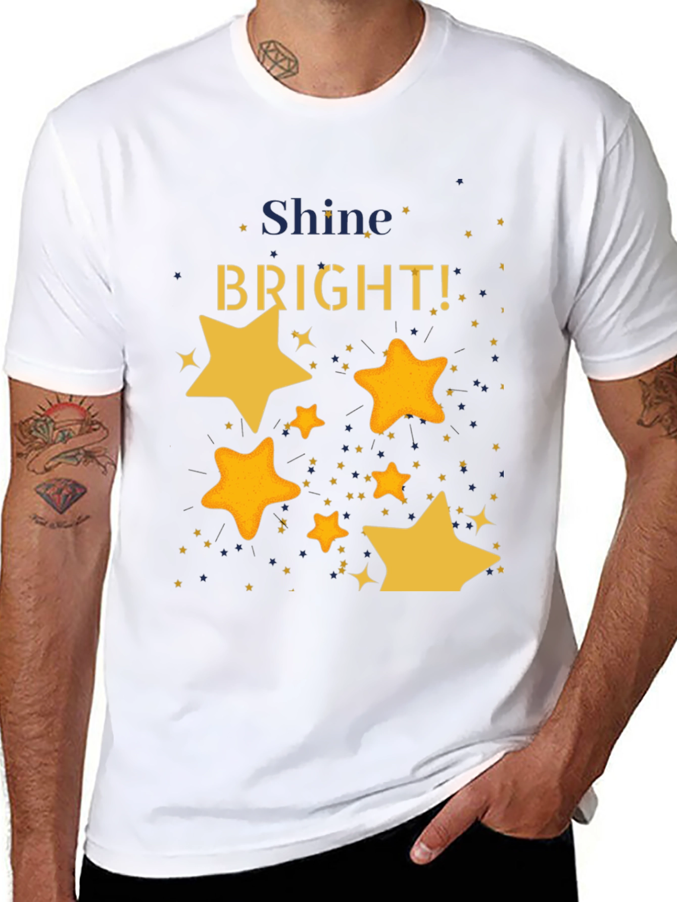 Shine Bright Starry Graphic Black T-Shirt