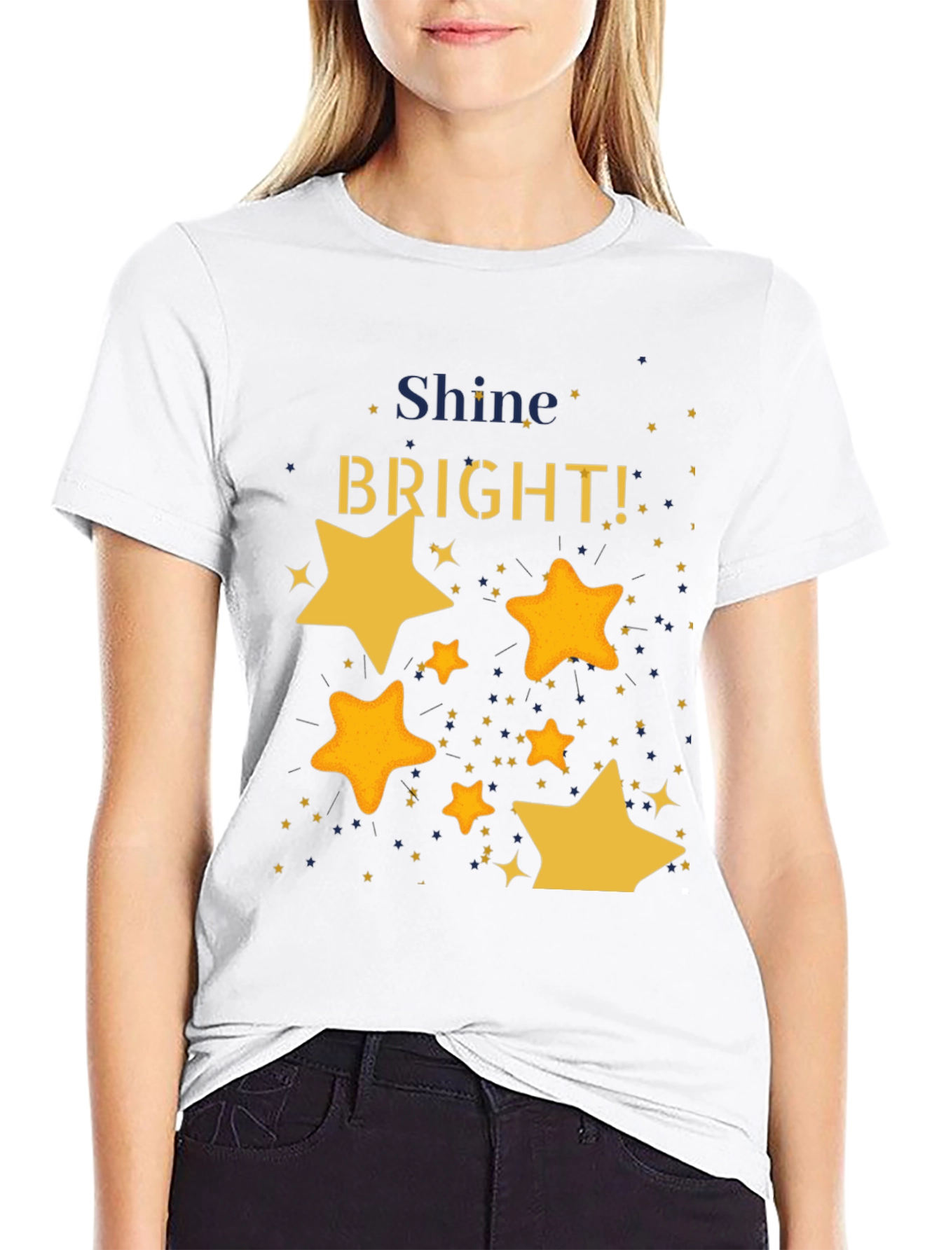 Shine Bright Starry Graphic Black T-Shirt