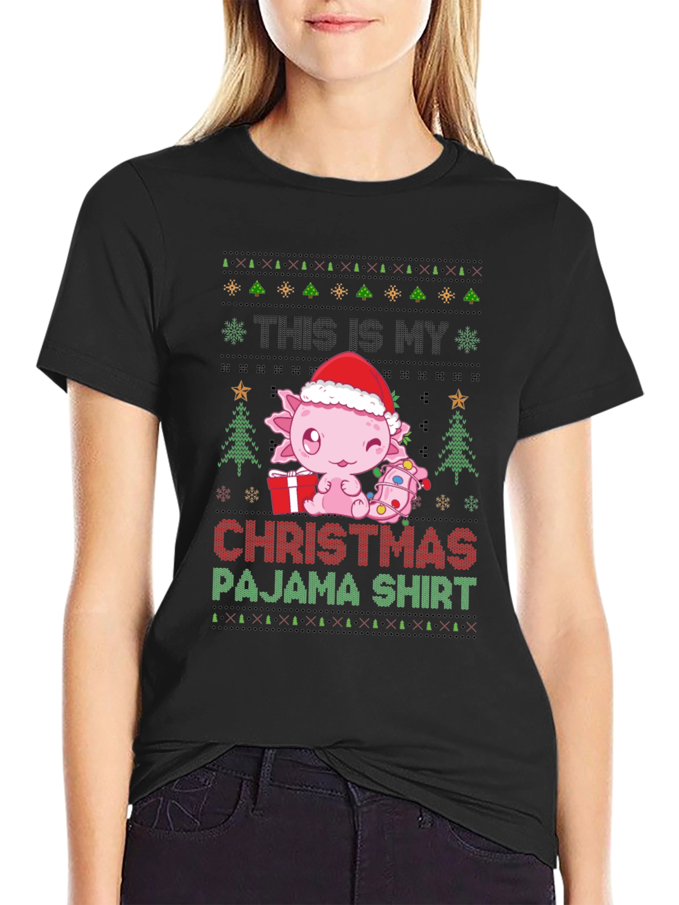 Axolotl Christmas Pajama T-Shirt