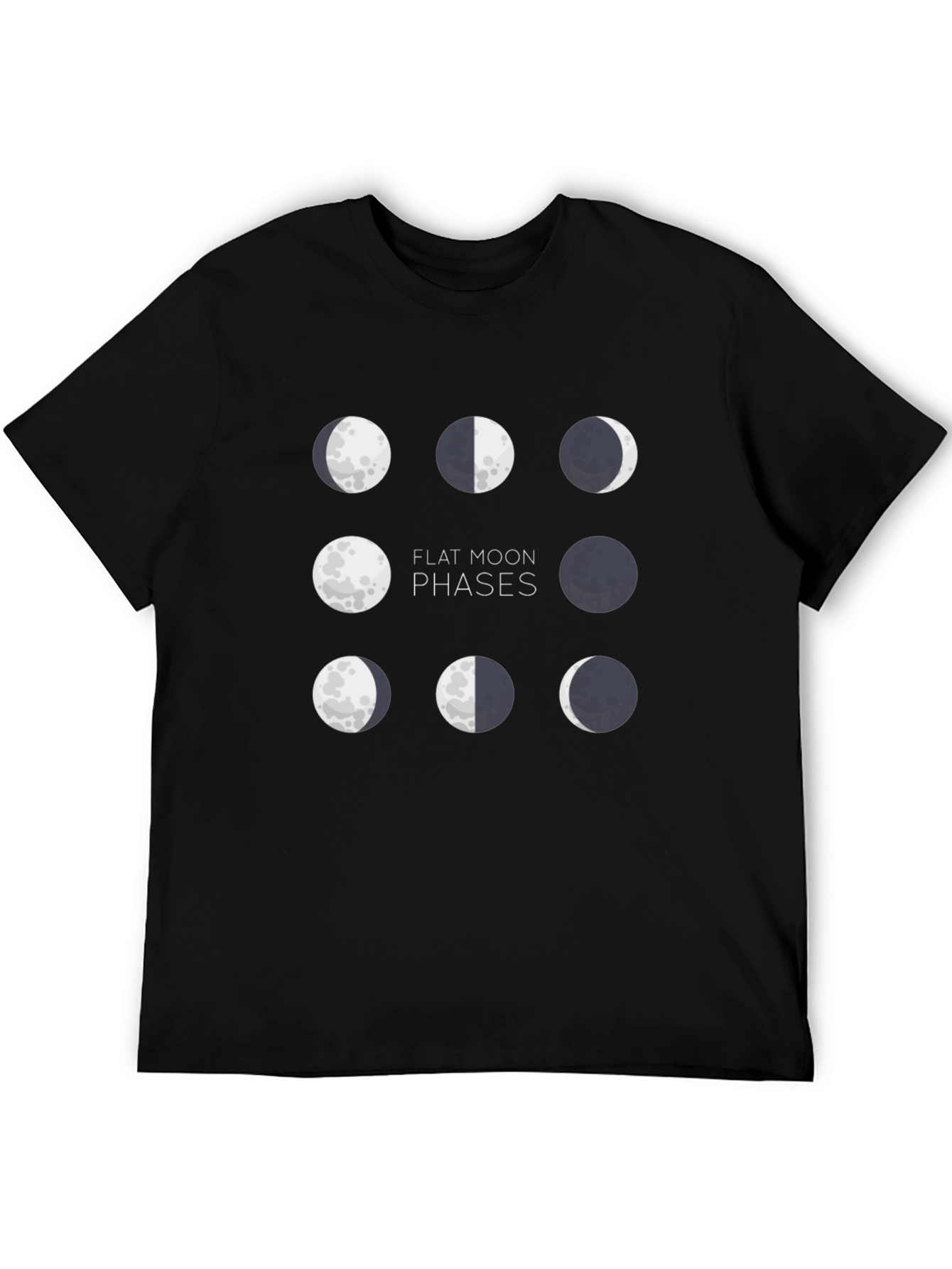Flat Moon Phases Black Graphic Tee