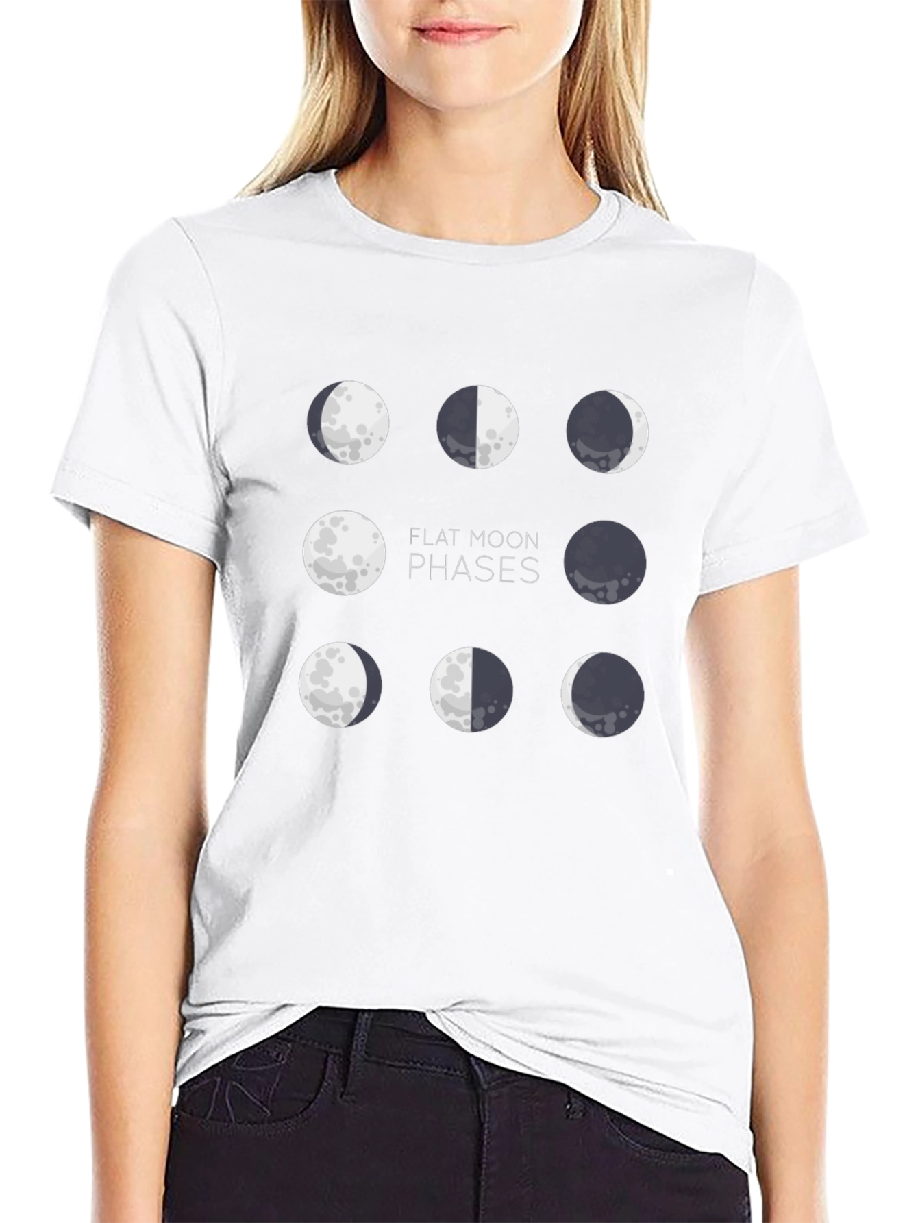 Flat Moon Phases Black Graphic Tee