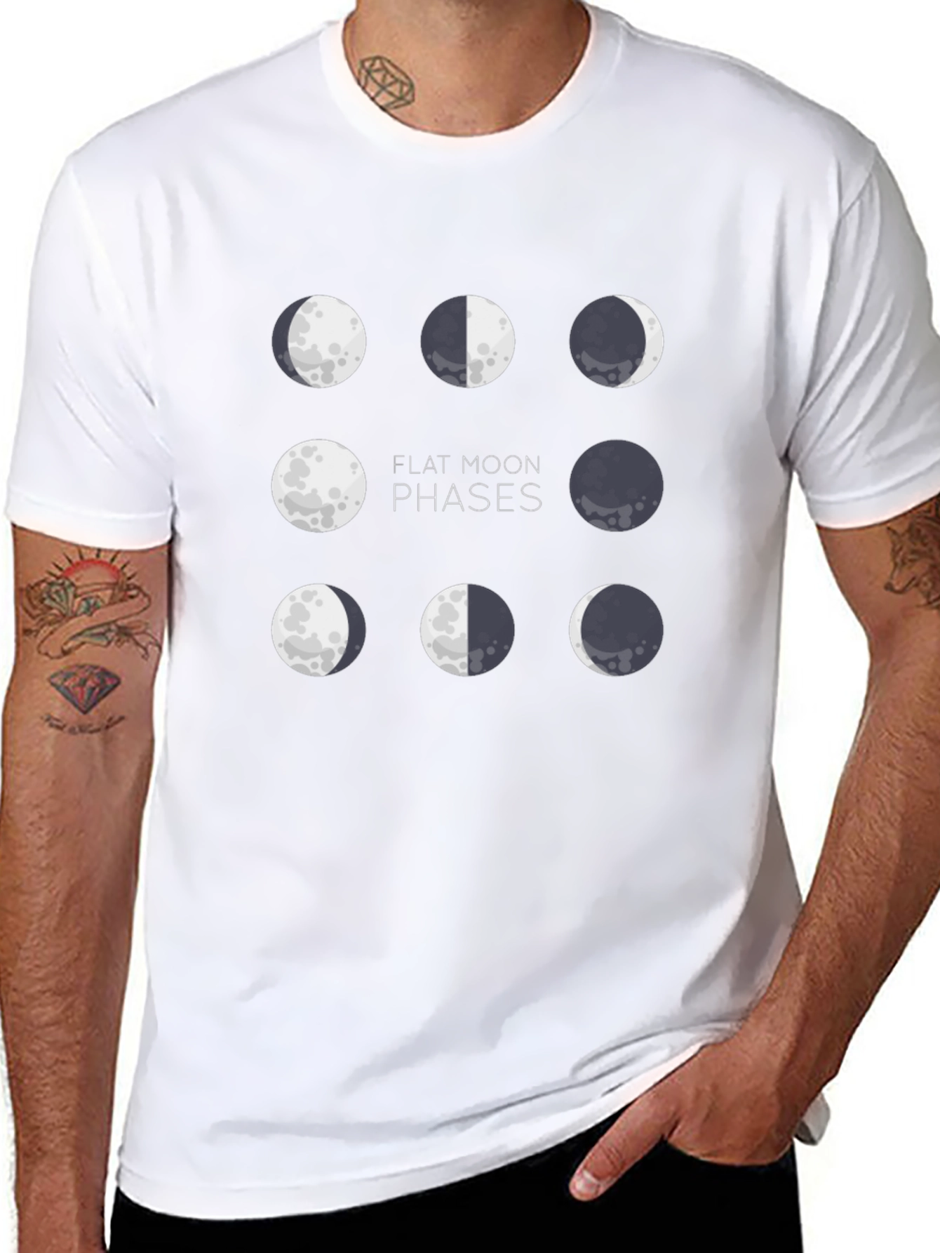 Flat Moon Phases Black Graphic Tee