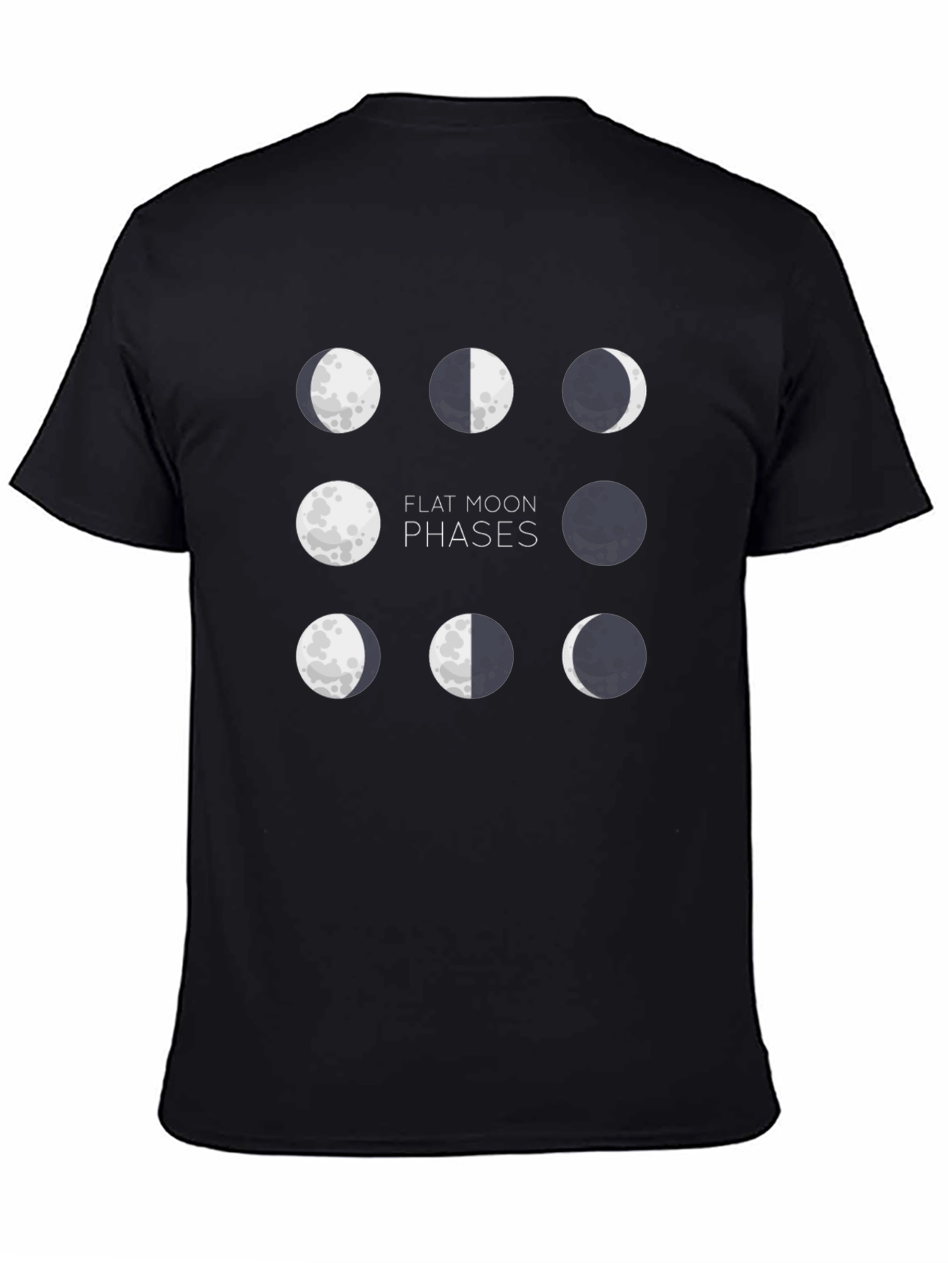 Flat Moon Phases Black Graphic Tee