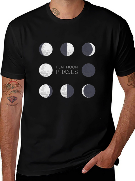 Flat Moon Phases Black Graphic Tee