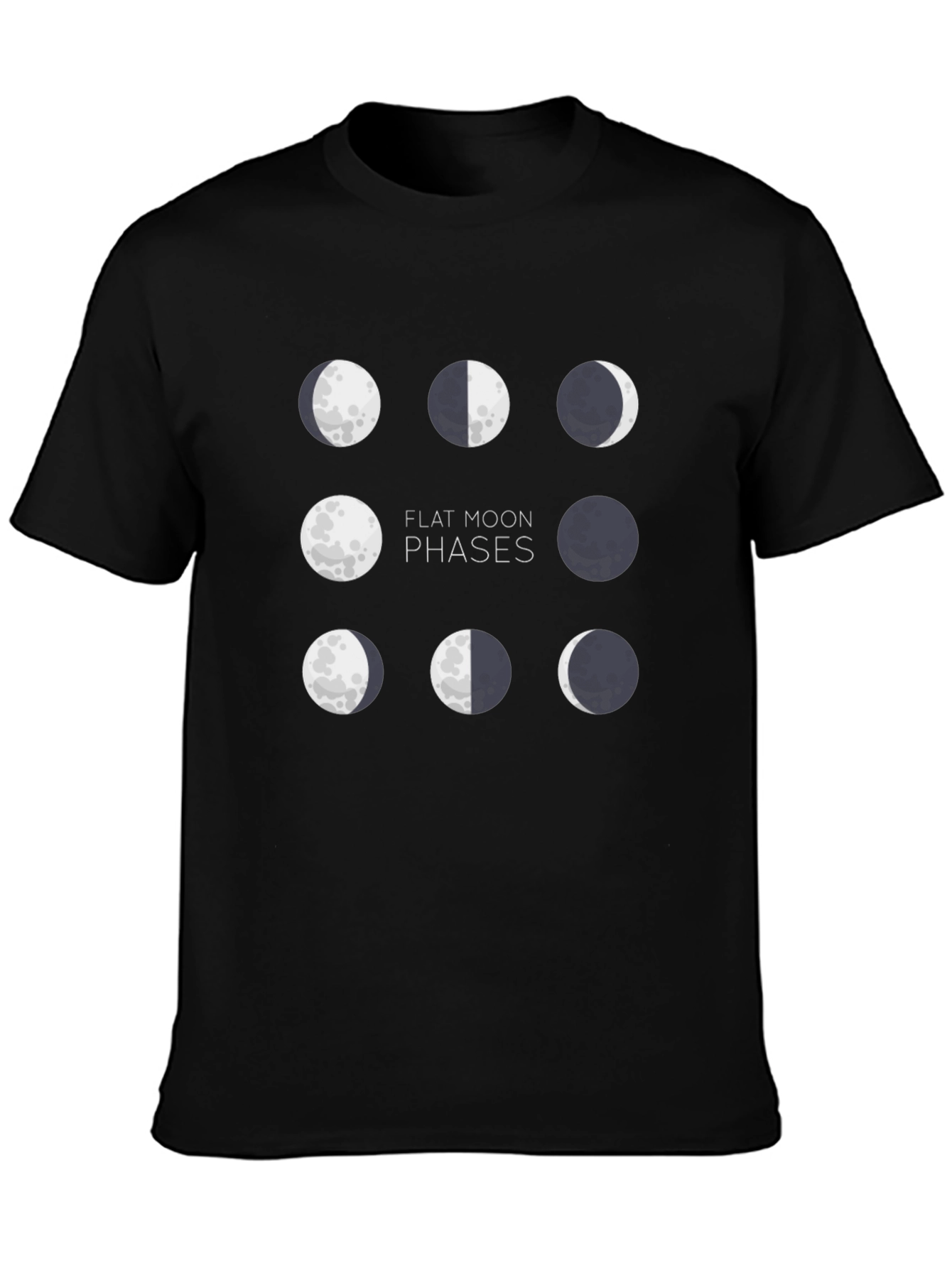 Flat Moon Phases Black Graphic Tee