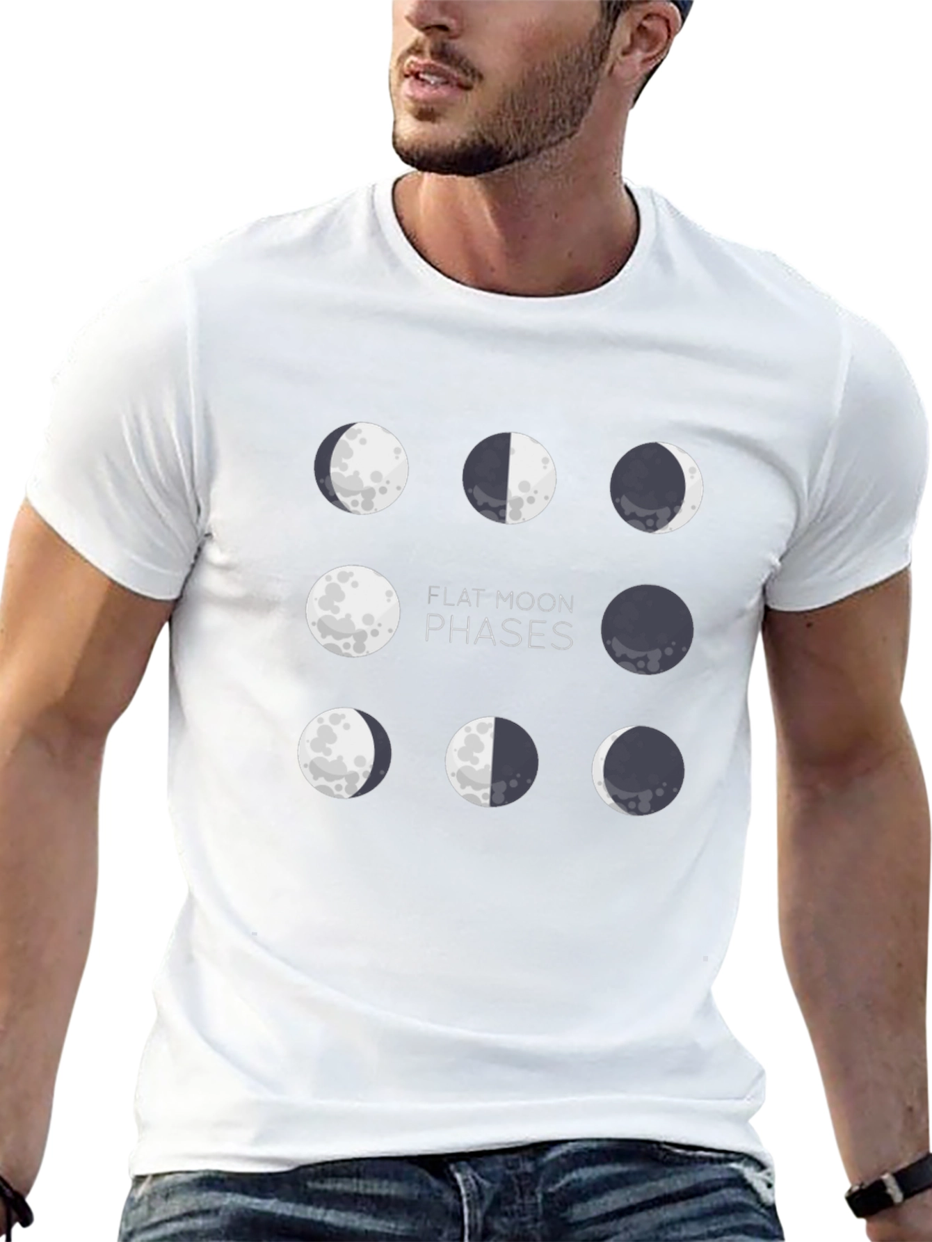 Flat Moon Phases Black Graphic Tee