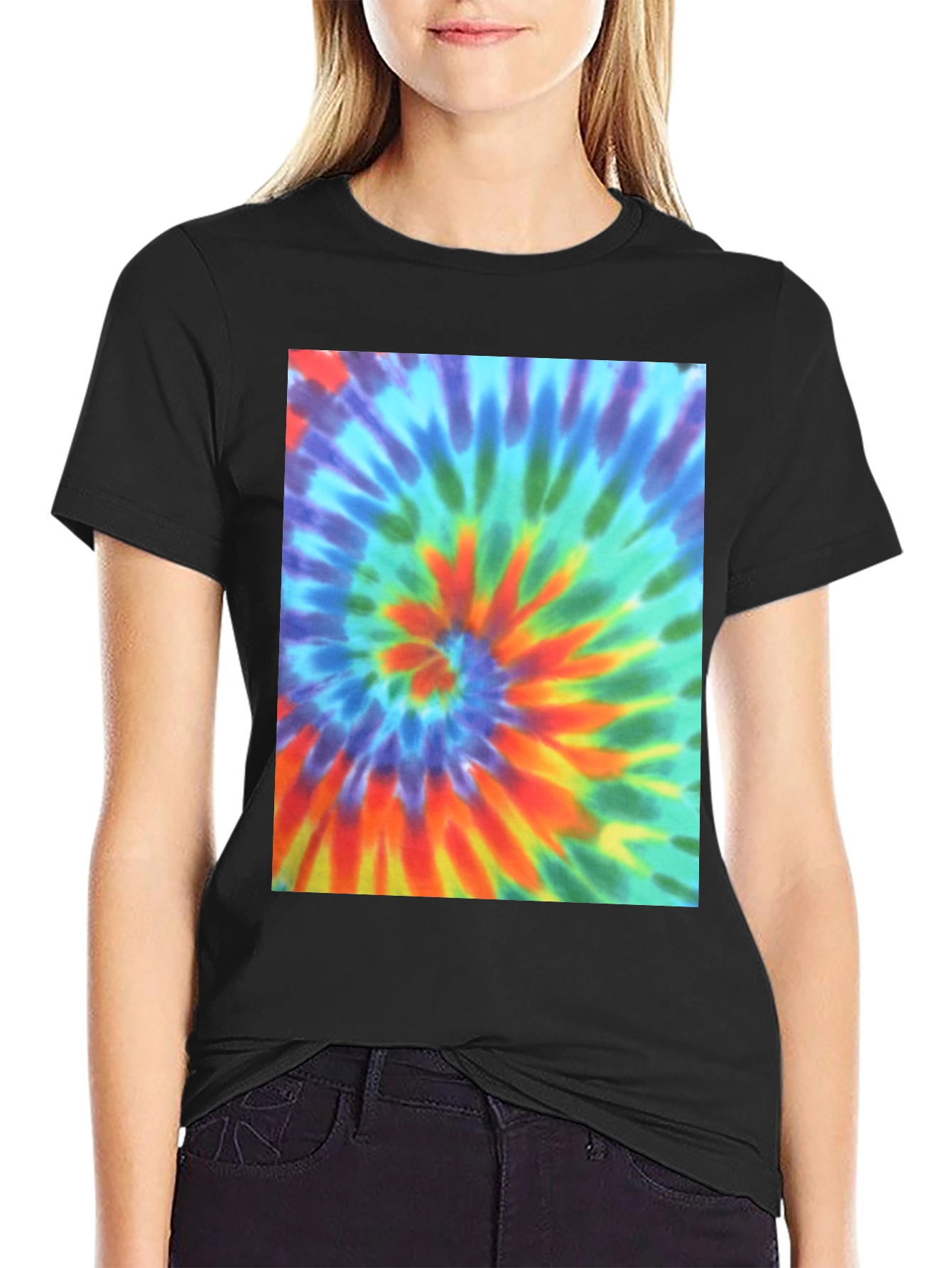 Tie Dye Swirl Graphic Tee - Mens Black T-Shirt