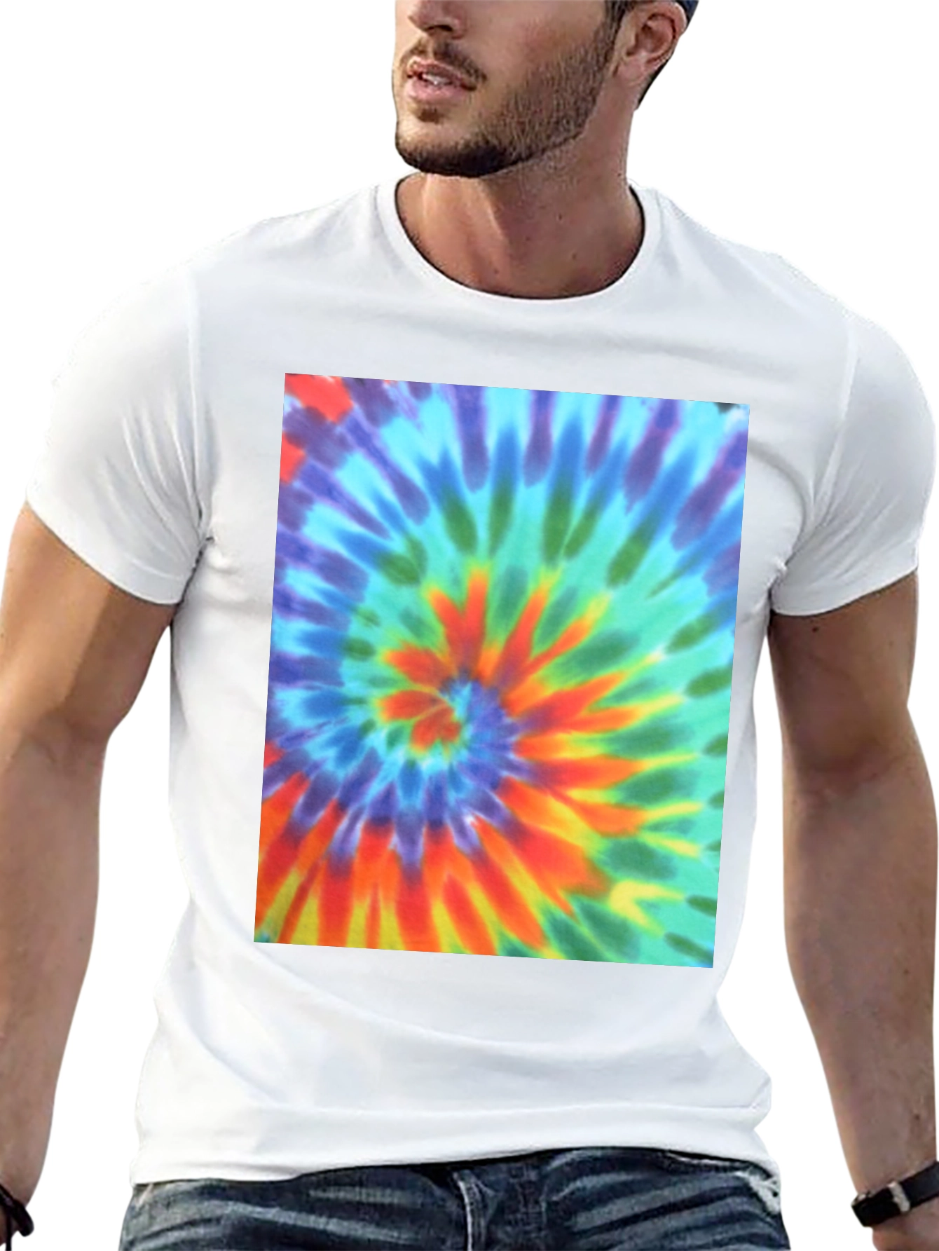 Tie Dye Swirl Graphic Tee - Mens Black T-Shirt