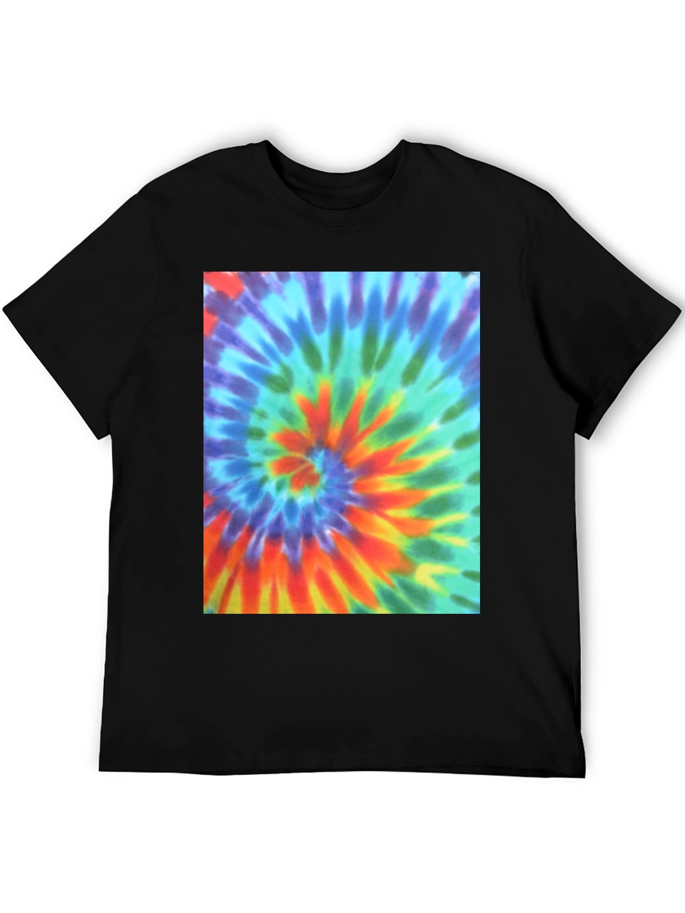 Tie Dye Swirl Graphic Tee - Mens Black T-Shirt