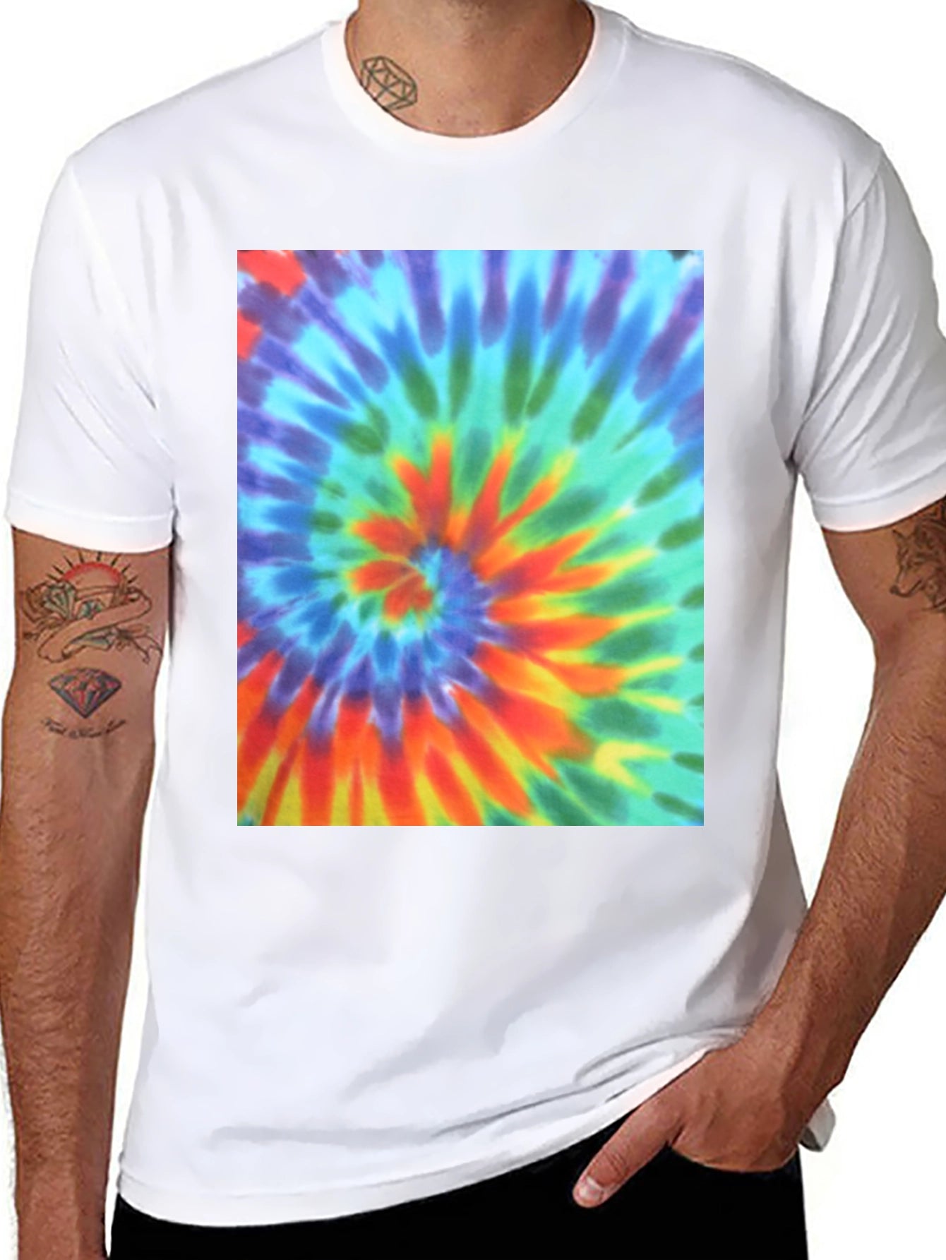 Tie Dye Swirl Graphic Tee - Mens Black T-Shirt