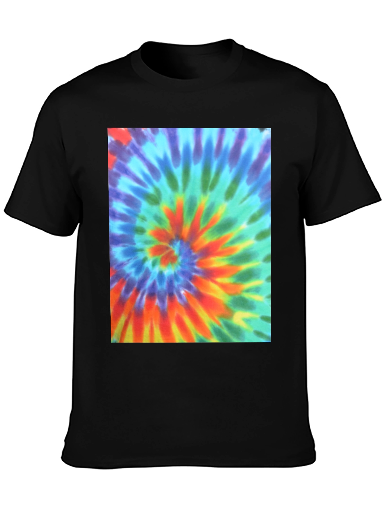Tie Dye Swirl Graphic Tee - Mens Black T-Shirt